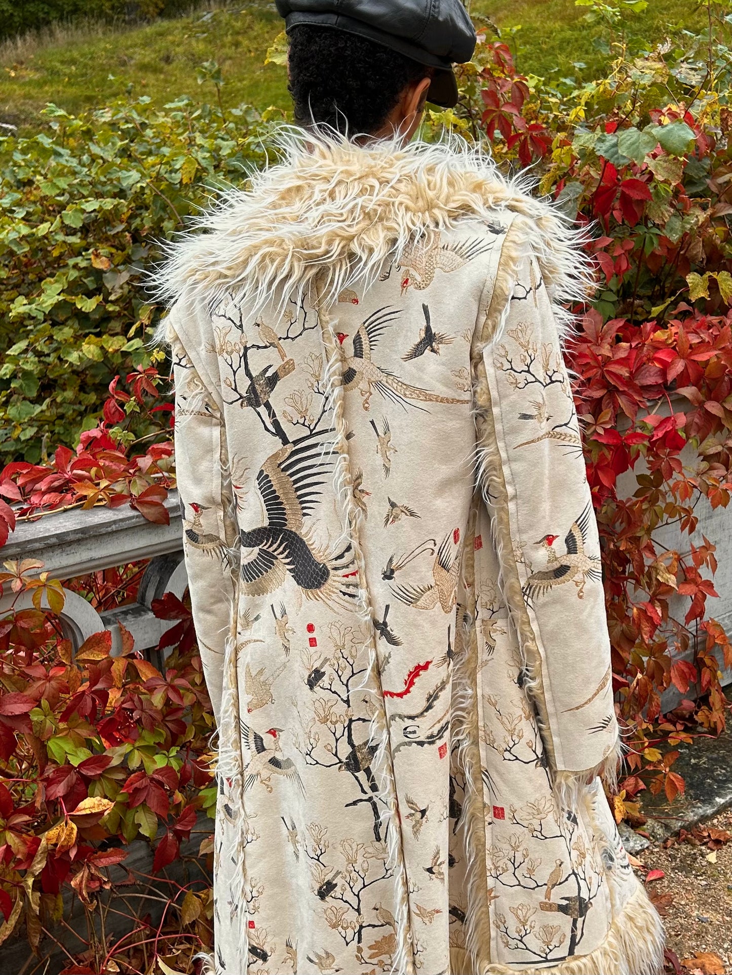 2005’s Roberto Cavalli faux fur cream coat