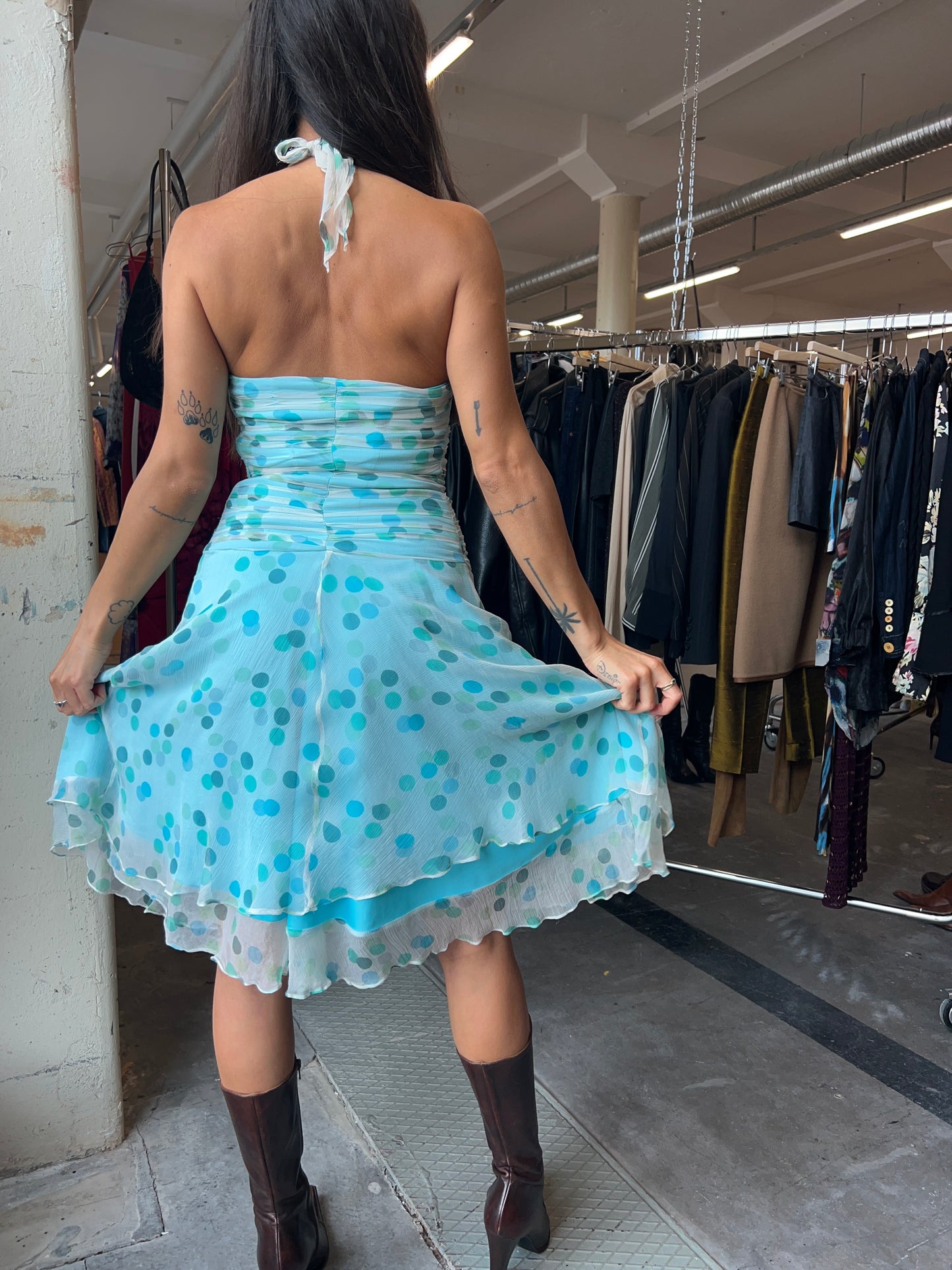 60’s polka dot halter neck dress