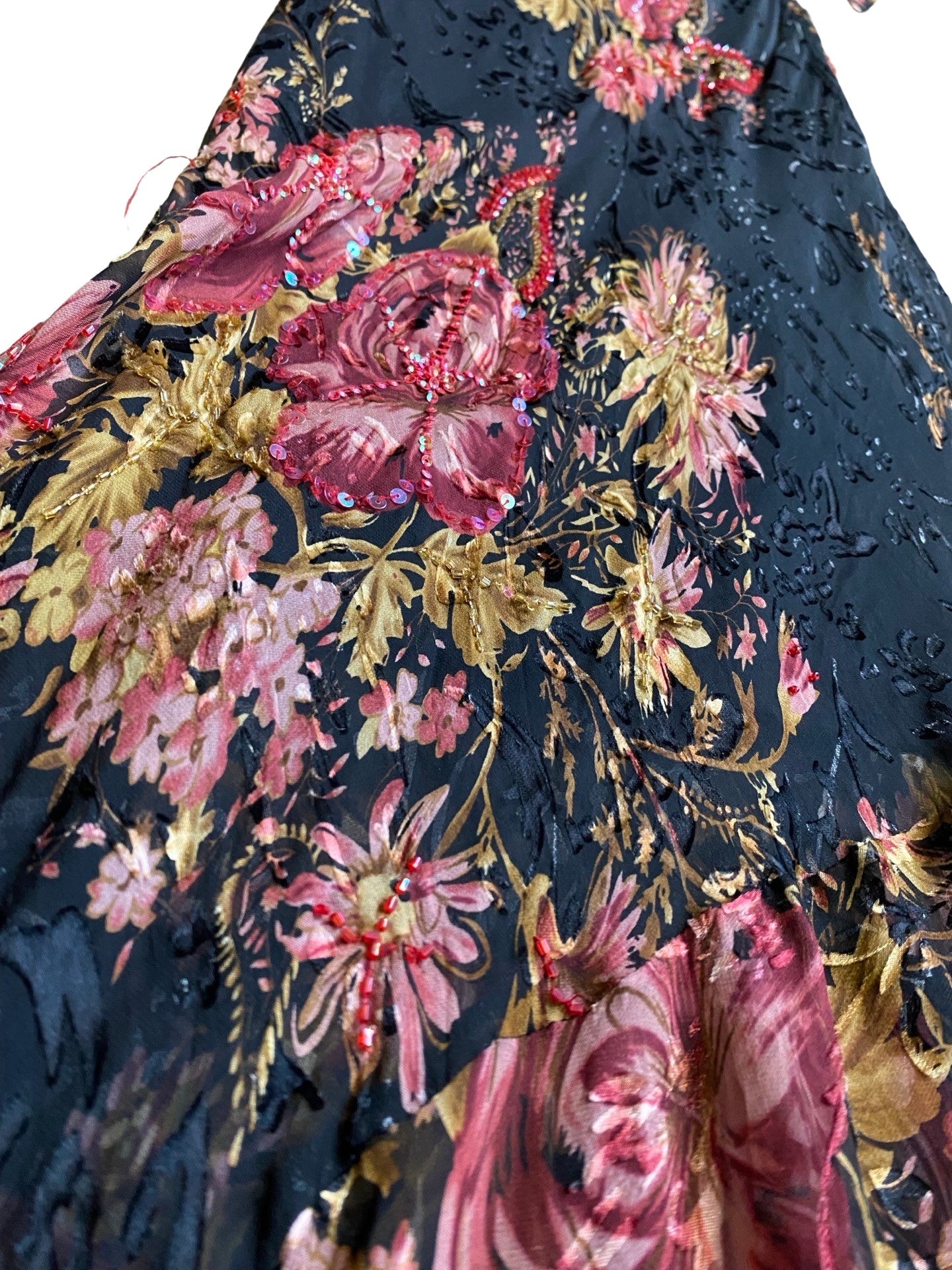 Beaded Floral Silk dress 1990’s