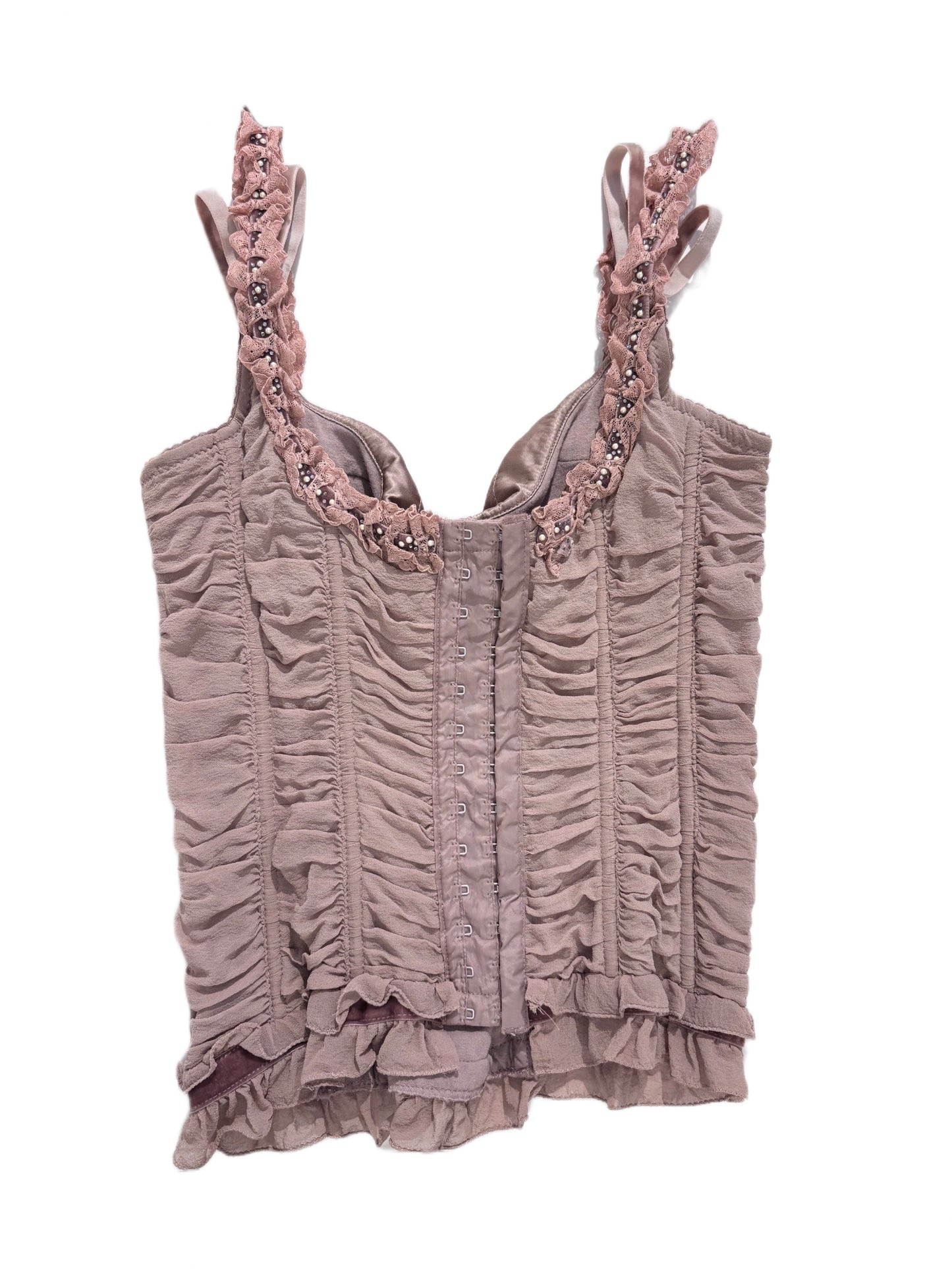Via Delle Perle Romantic Silk Corset Top