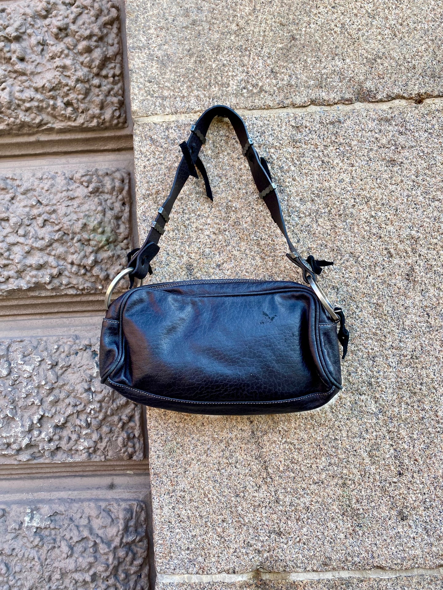 FUR AND LEATHER BAGUETTE BAG 90’s