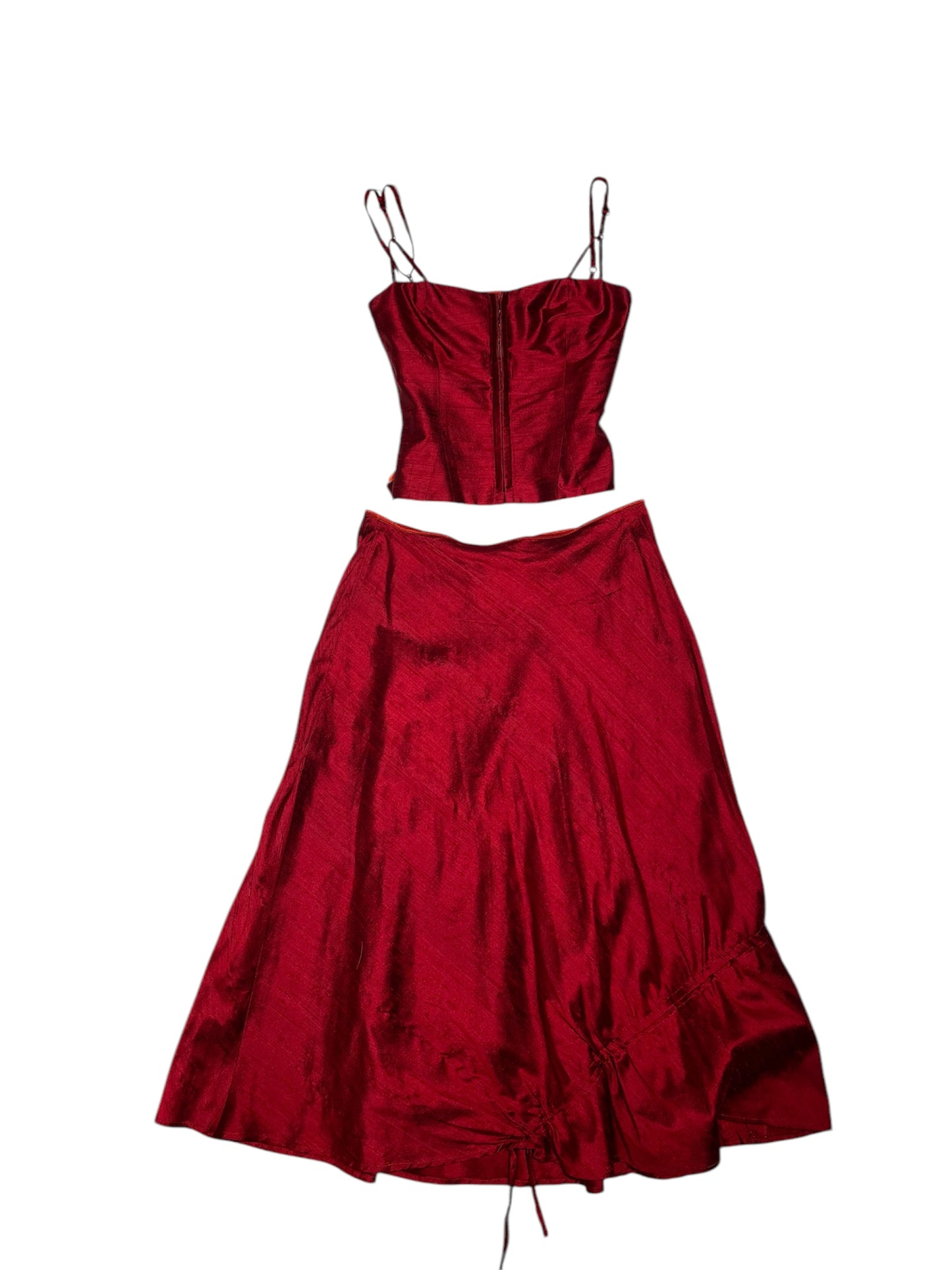 Vintage silk set in shades of red