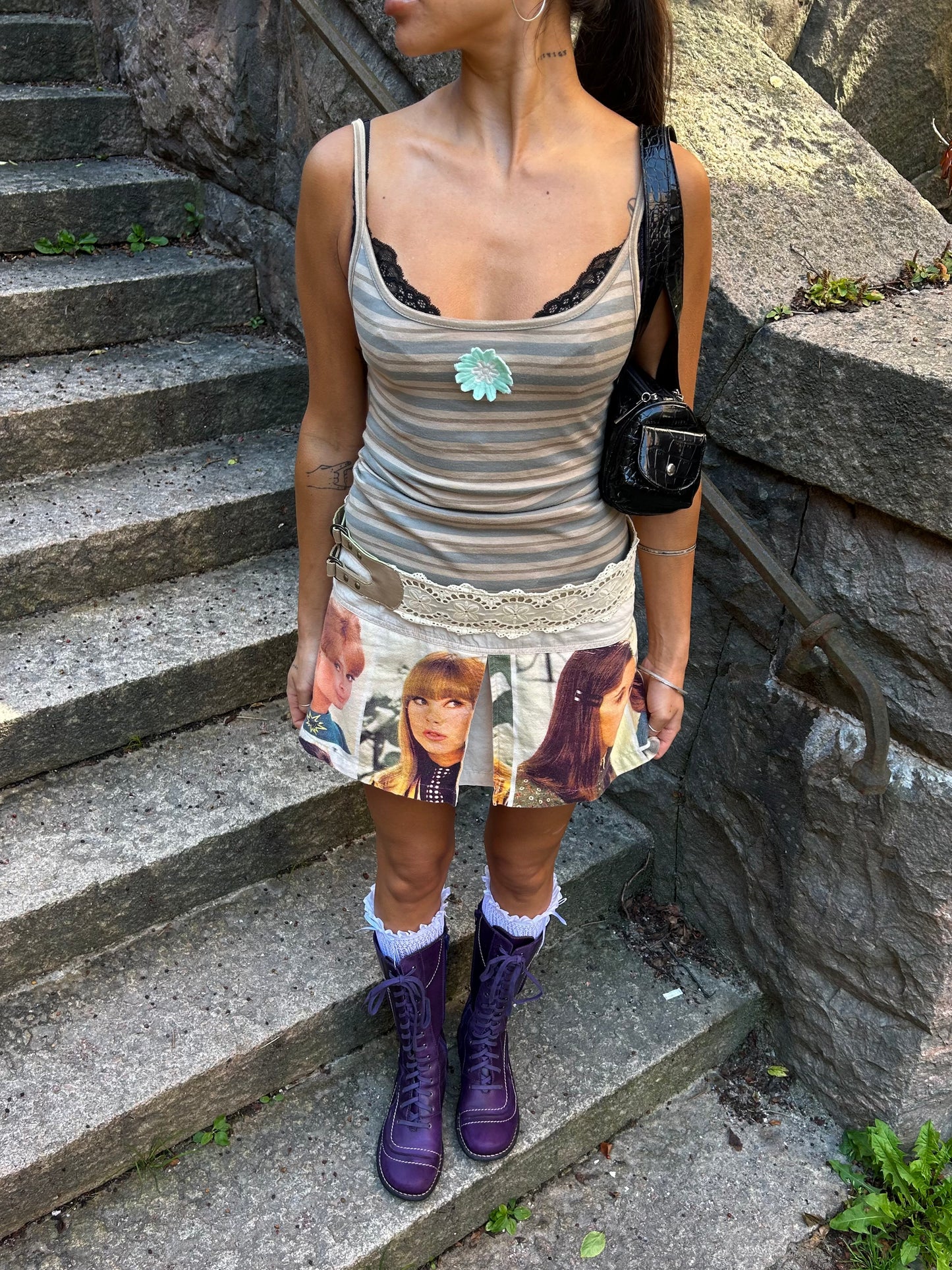 CUSTO barcelona face print mini dress