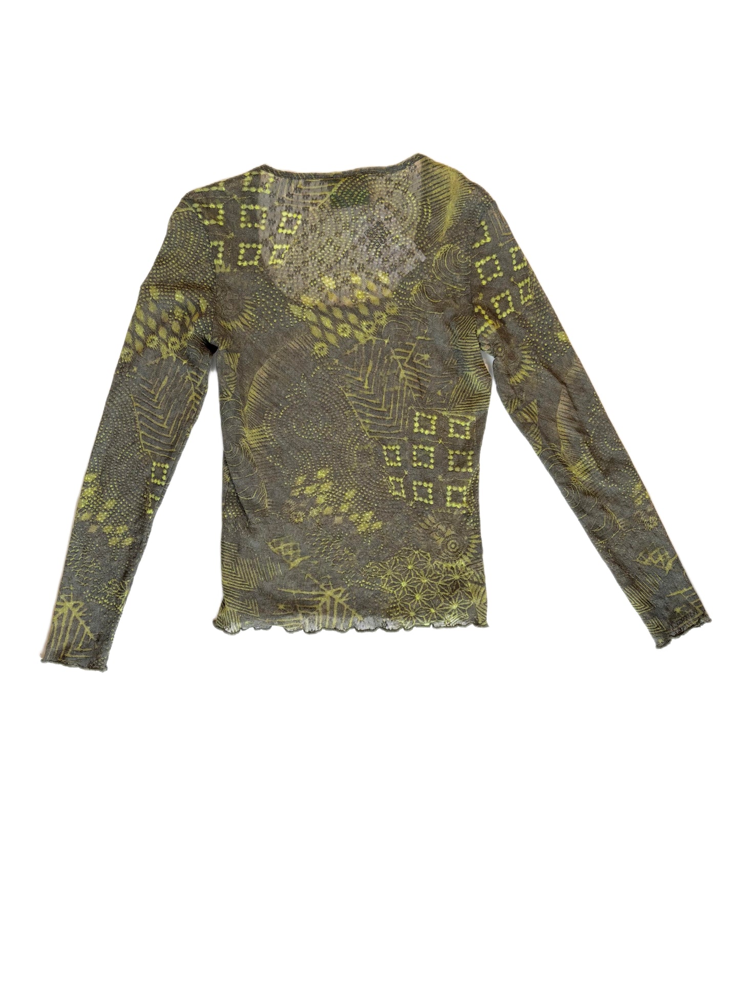 Kenzo Jeans Olive Sheer Mesh Top
