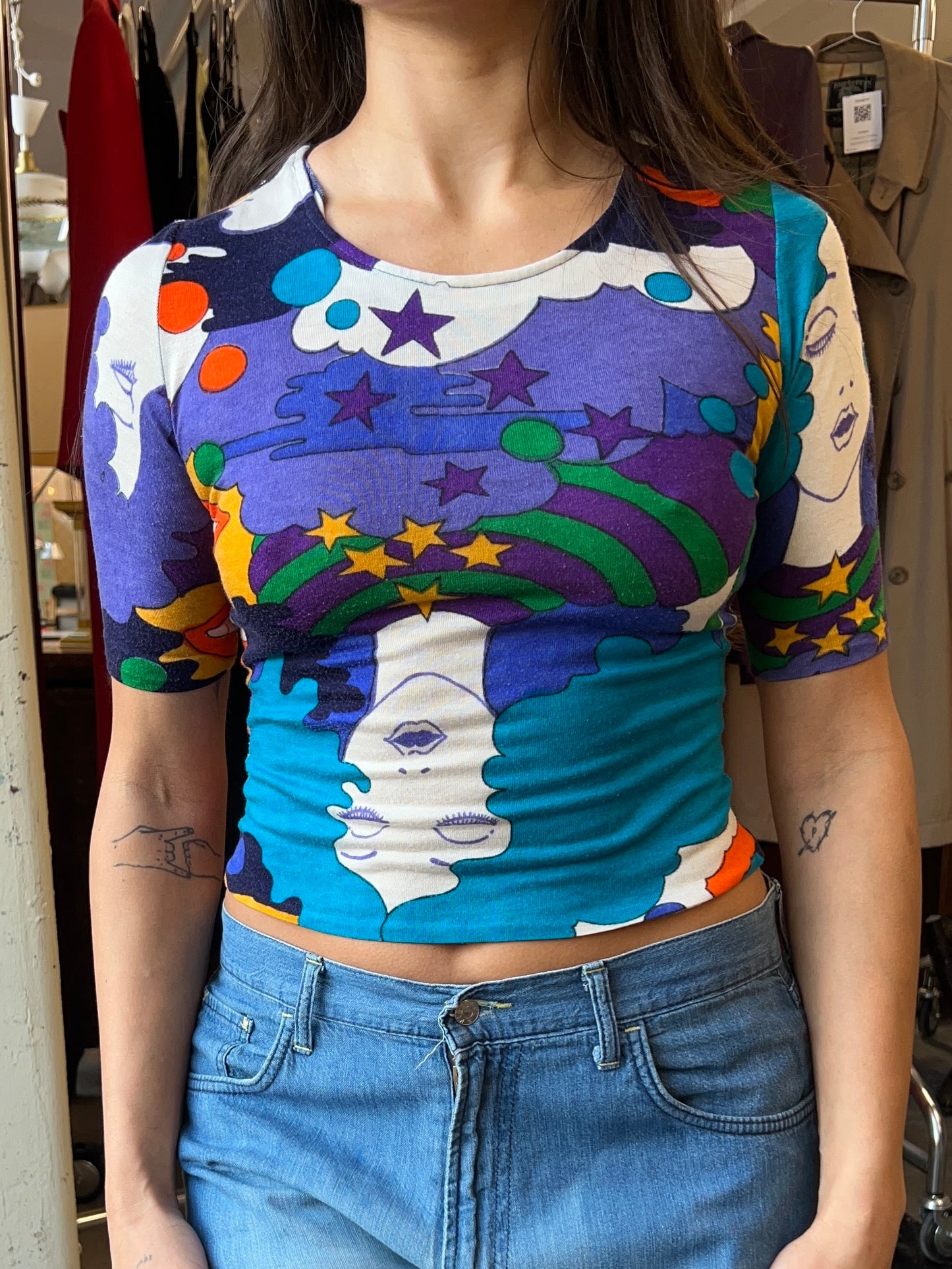 60’s printed colorful top