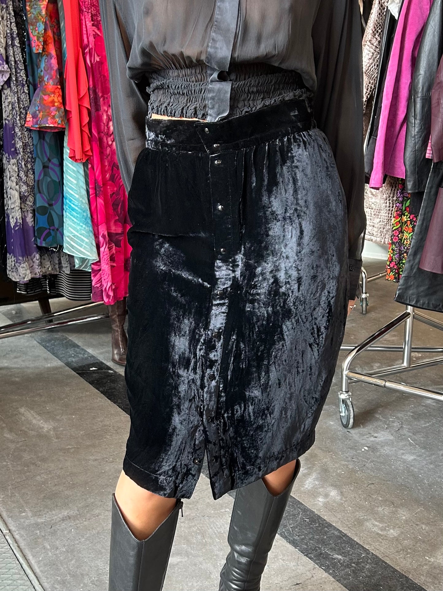 Mugler velour pencil skirt