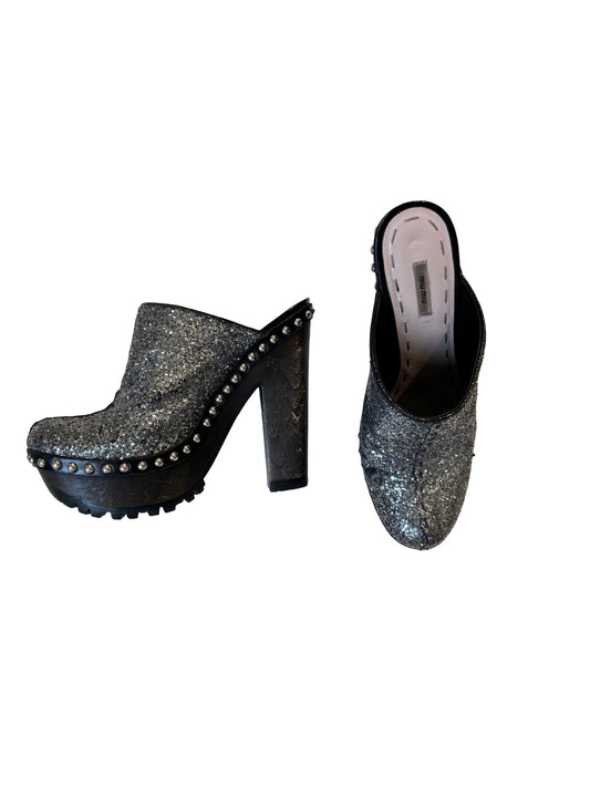 Miu Miu Glitter Platform Mules SS10 Archive