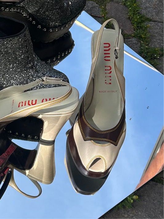 Miu Miu Two-Tone Platform Slingbacks