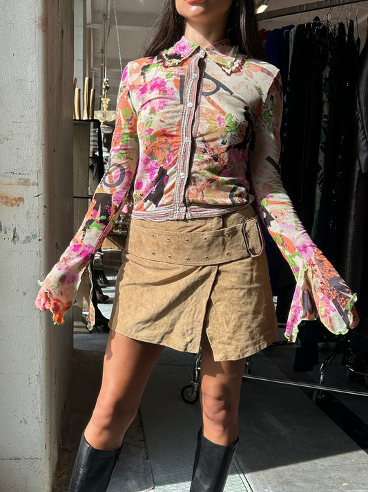 Cop Copine mermaid sleeve mesh blouse