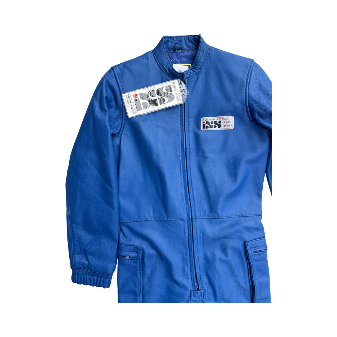 Electric blue leather racer jumpsuit 1960’s