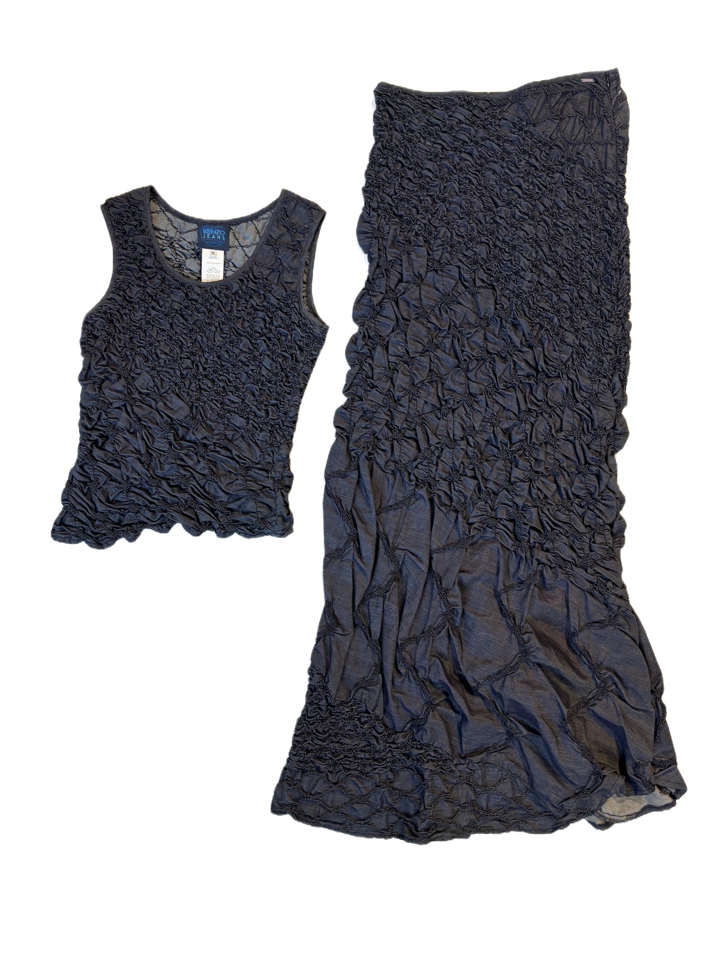 Kenzo Jeans Crinkled Set Rare Archival Y2K