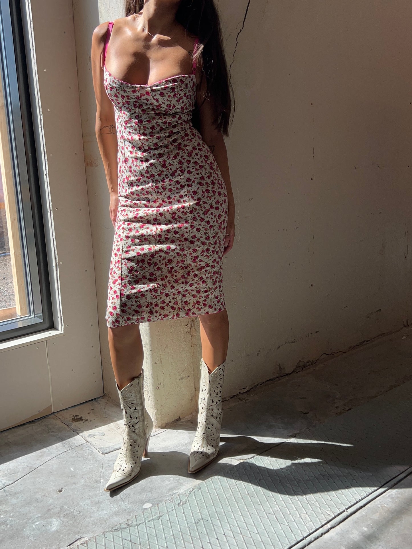 Dolce & Gabbana Floral Corset Slip Dress Early 2000s Romance