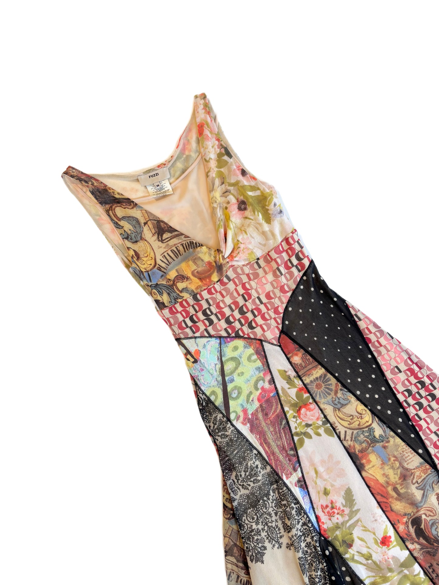 Fuzzi Patchwork Mesh Maxi Dress