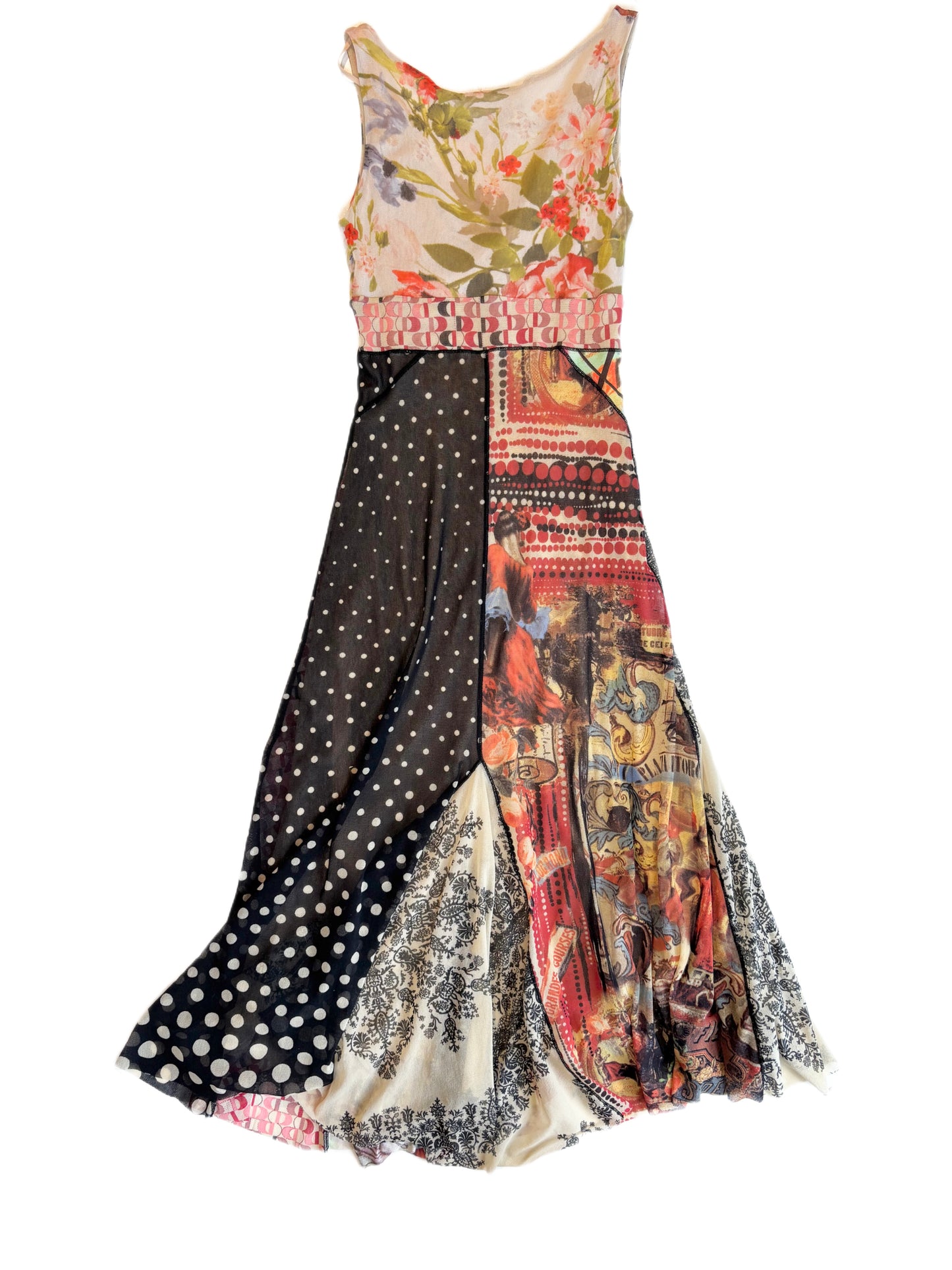 Fuzzi Patchwork Mesh Maxi Dress