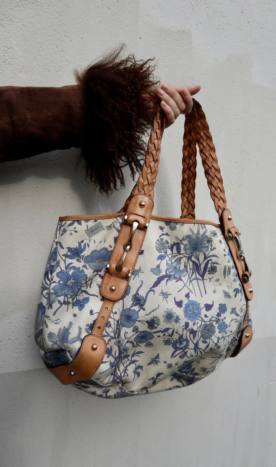 GUCCI flower canvas Pelham tote bag