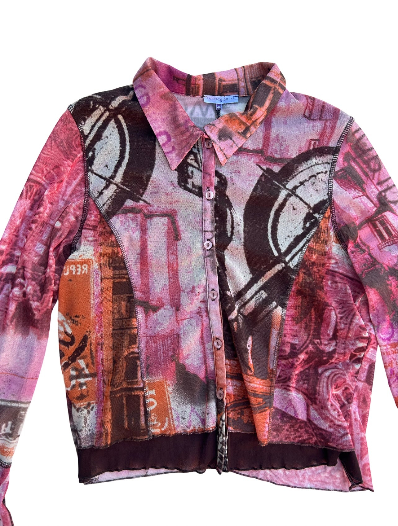Multi print mesh blouse