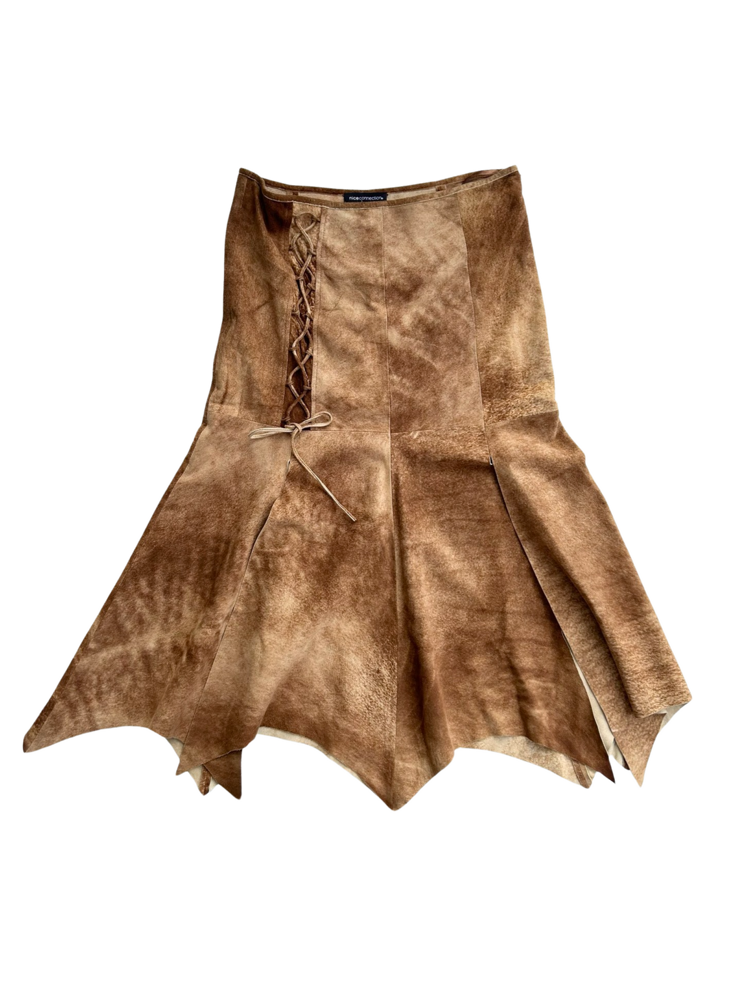 Lamb leather asymmetrical skirt