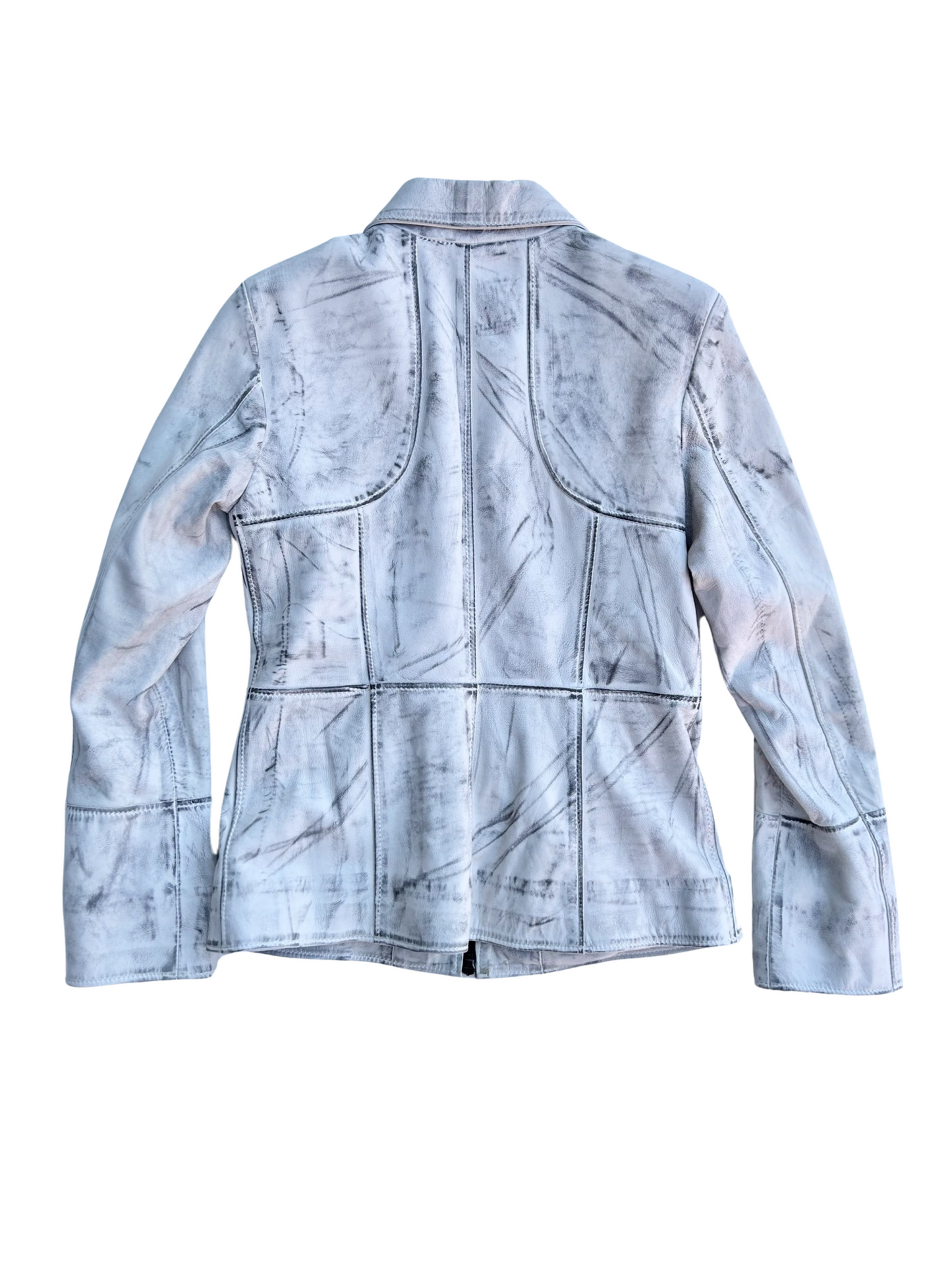 White distressed look Italian leather jacket