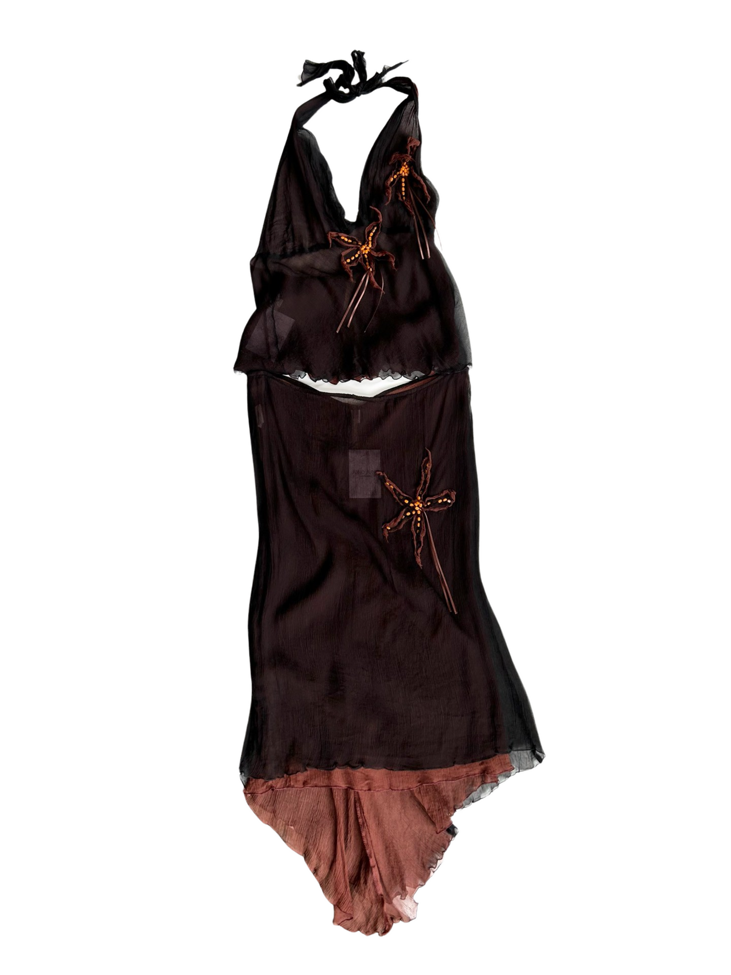 Silk skirt and backless top set