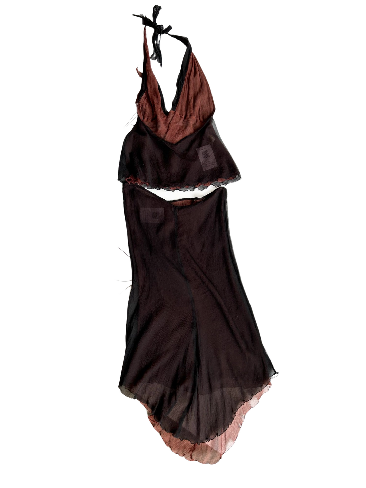 Silk skirt and backless top set