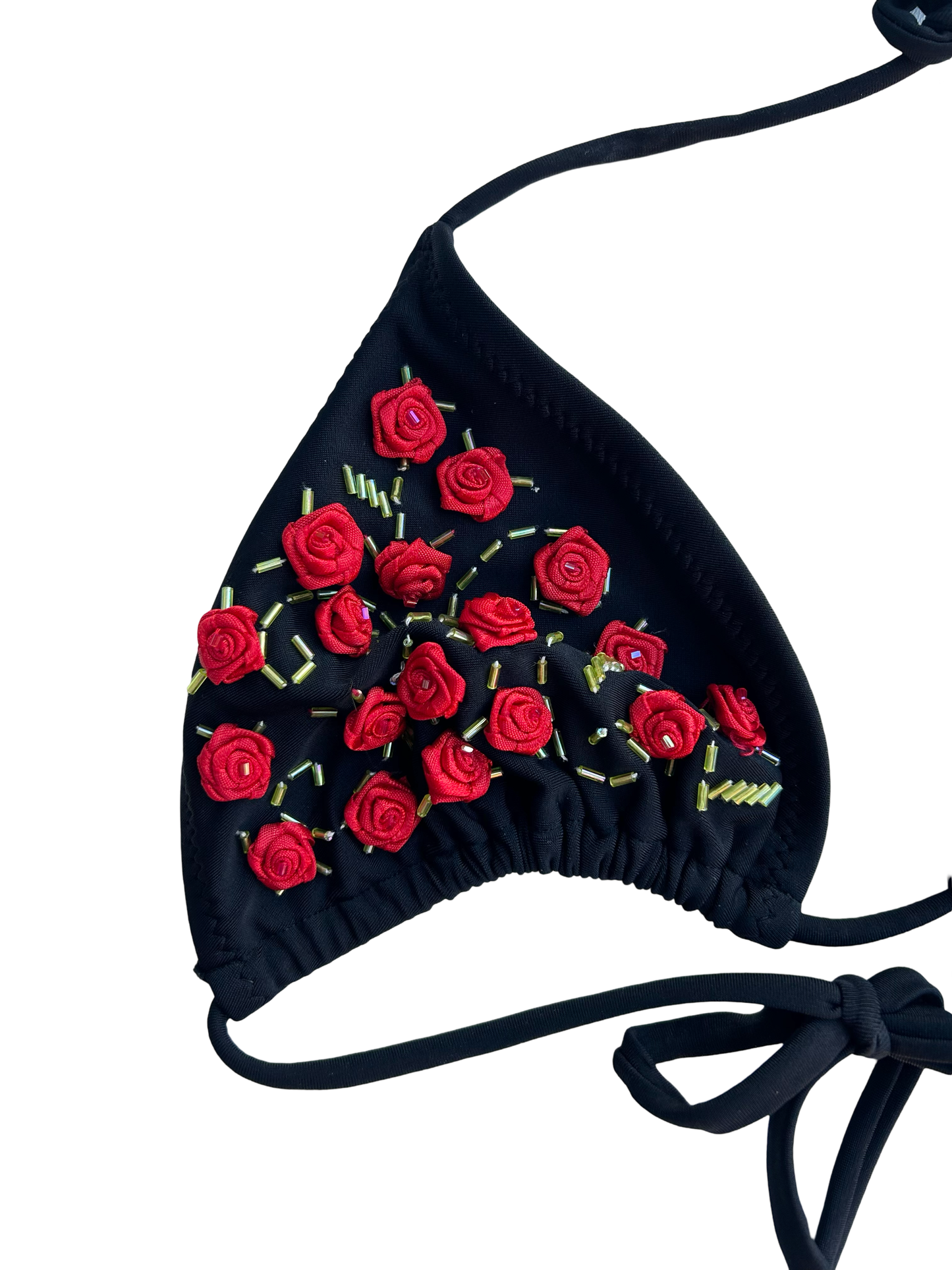 Rose bud embellished bikini