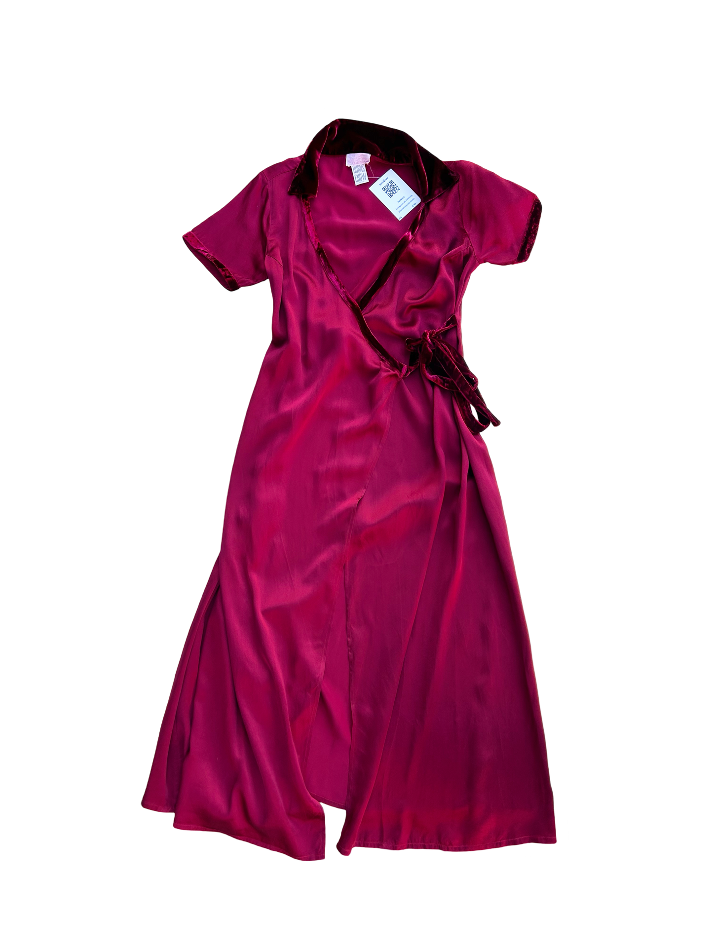 Burgundy silk wrap dress made in Italy