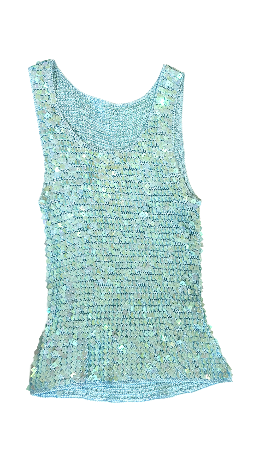 Aqua sequin crochet top