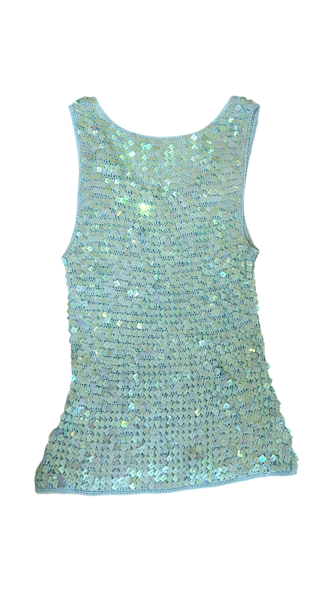 Aqua sequin crochet top