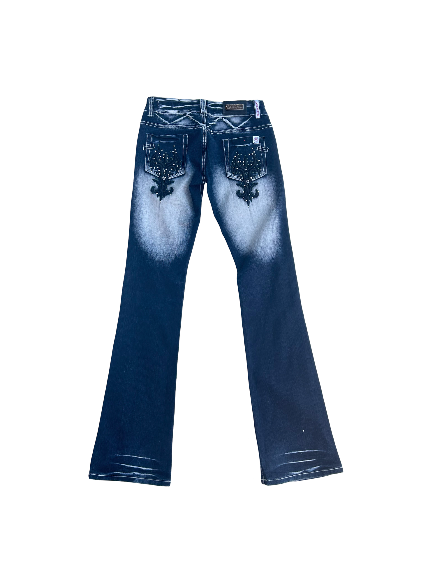 Blue Queen Y2K bejeweled bootcut jeans