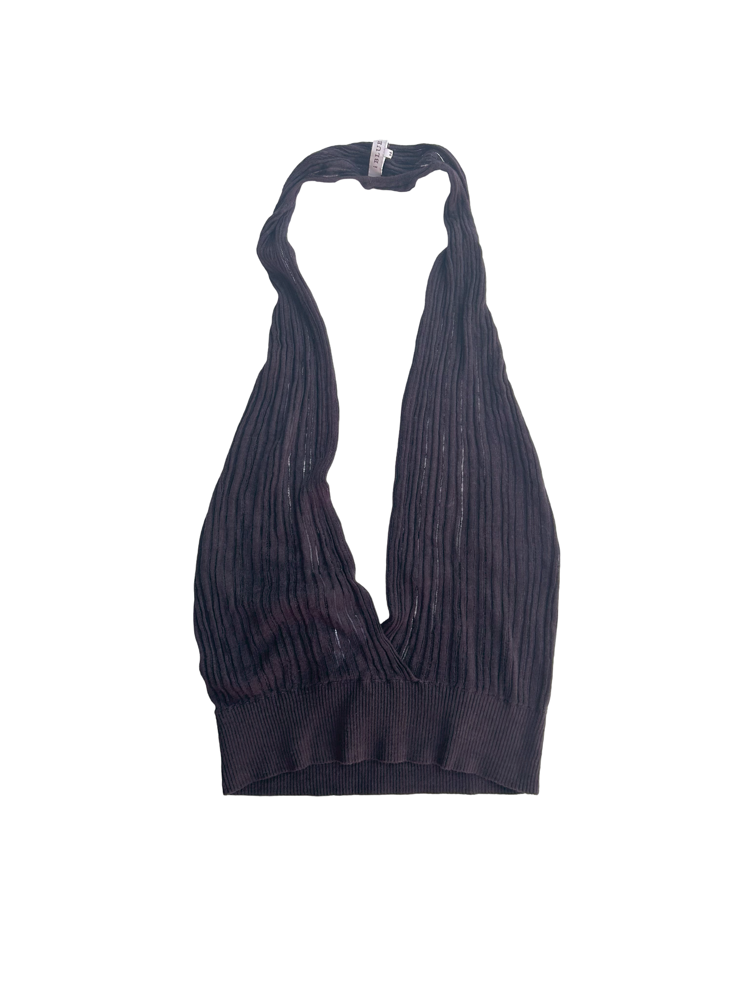 Open back halter neck knitted mini set