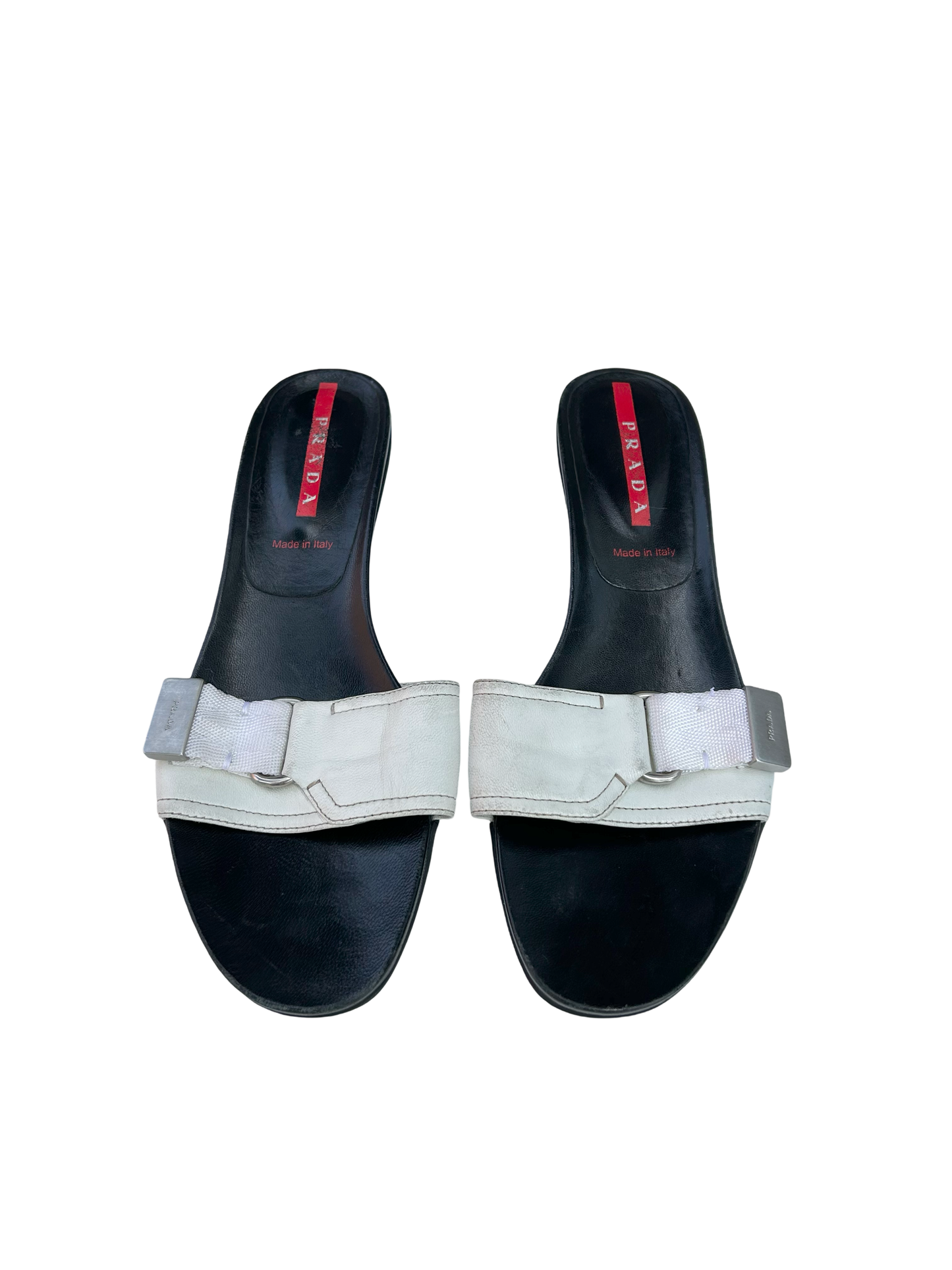 90’s PRADA kitten heel slip in sandals
