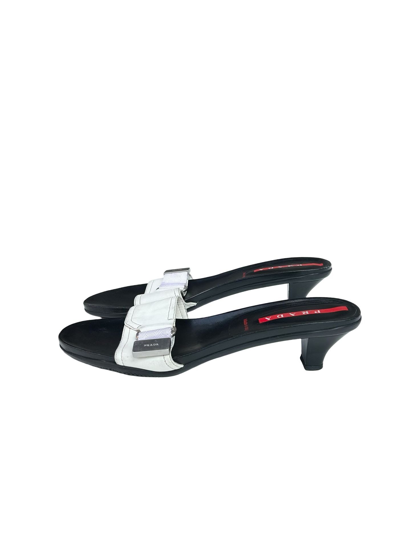90’s PRADA kitten heel slip in sandals