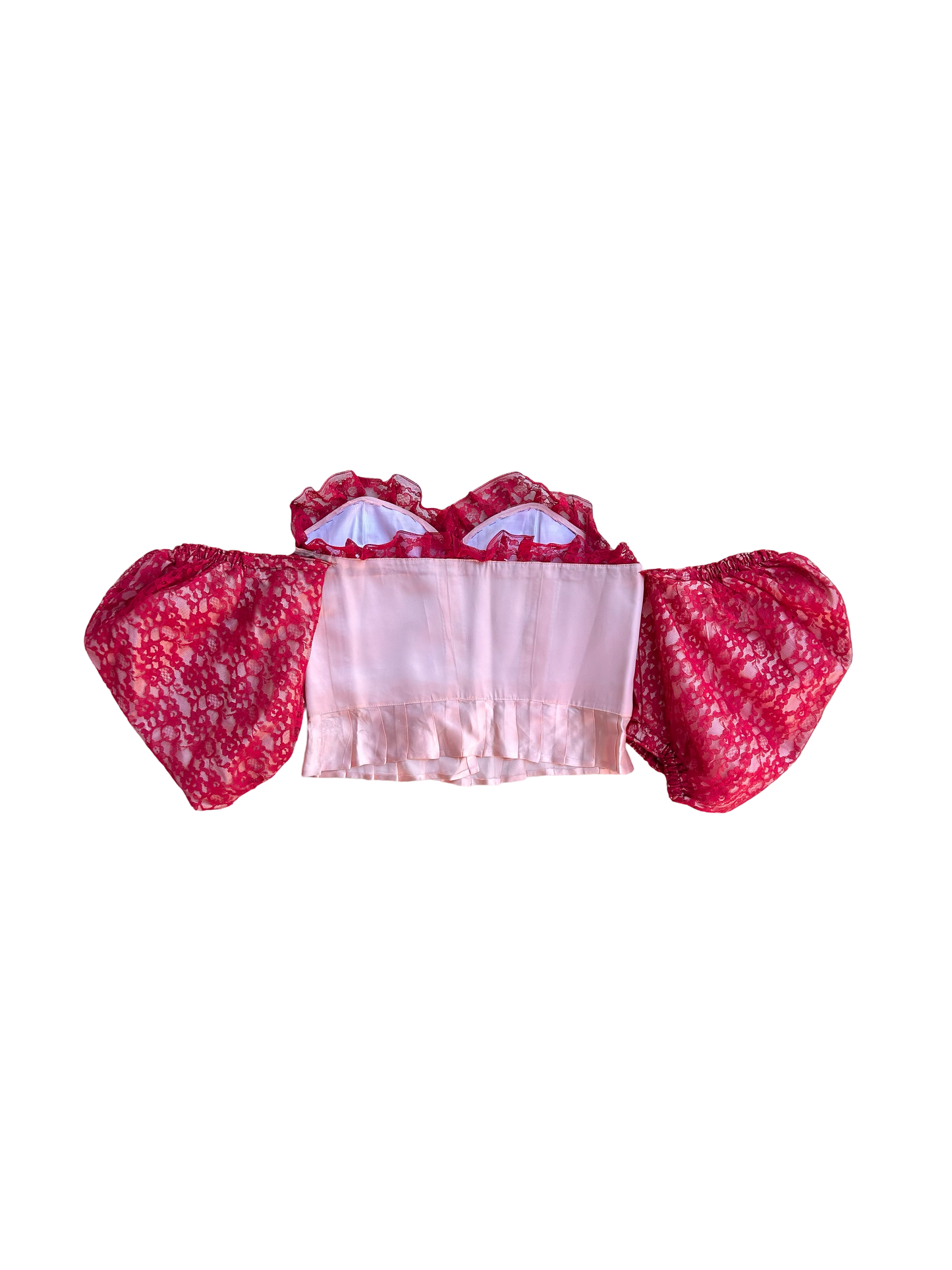 Pink drop shoulder cupcake bustier top