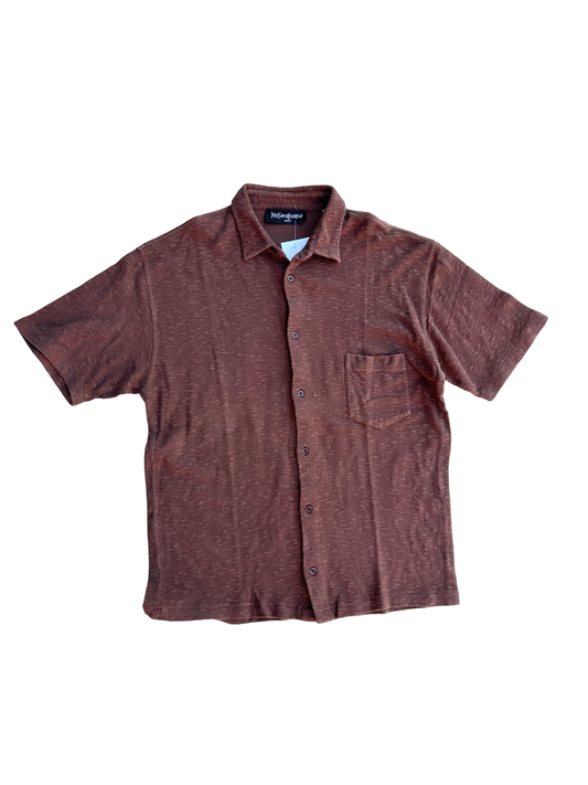 Yves Saint Laurent brown terry cloth shirt