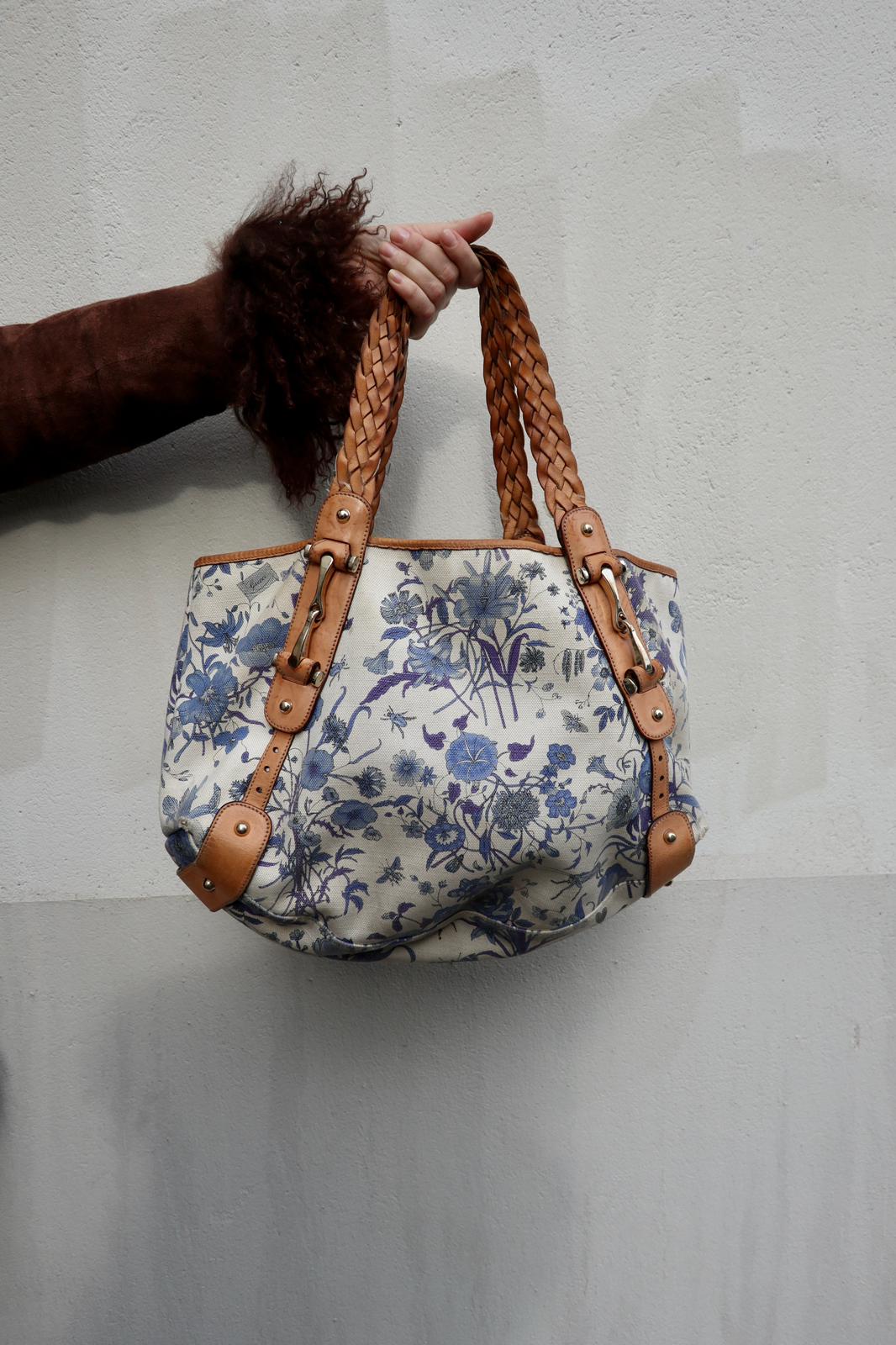 GUCCI flower canvas Pelham tote bag