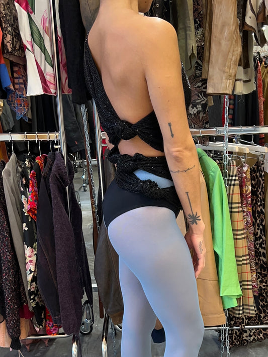 Giorgio Armani Asymmetric Sequin Bodysuit 90s Couture Statement