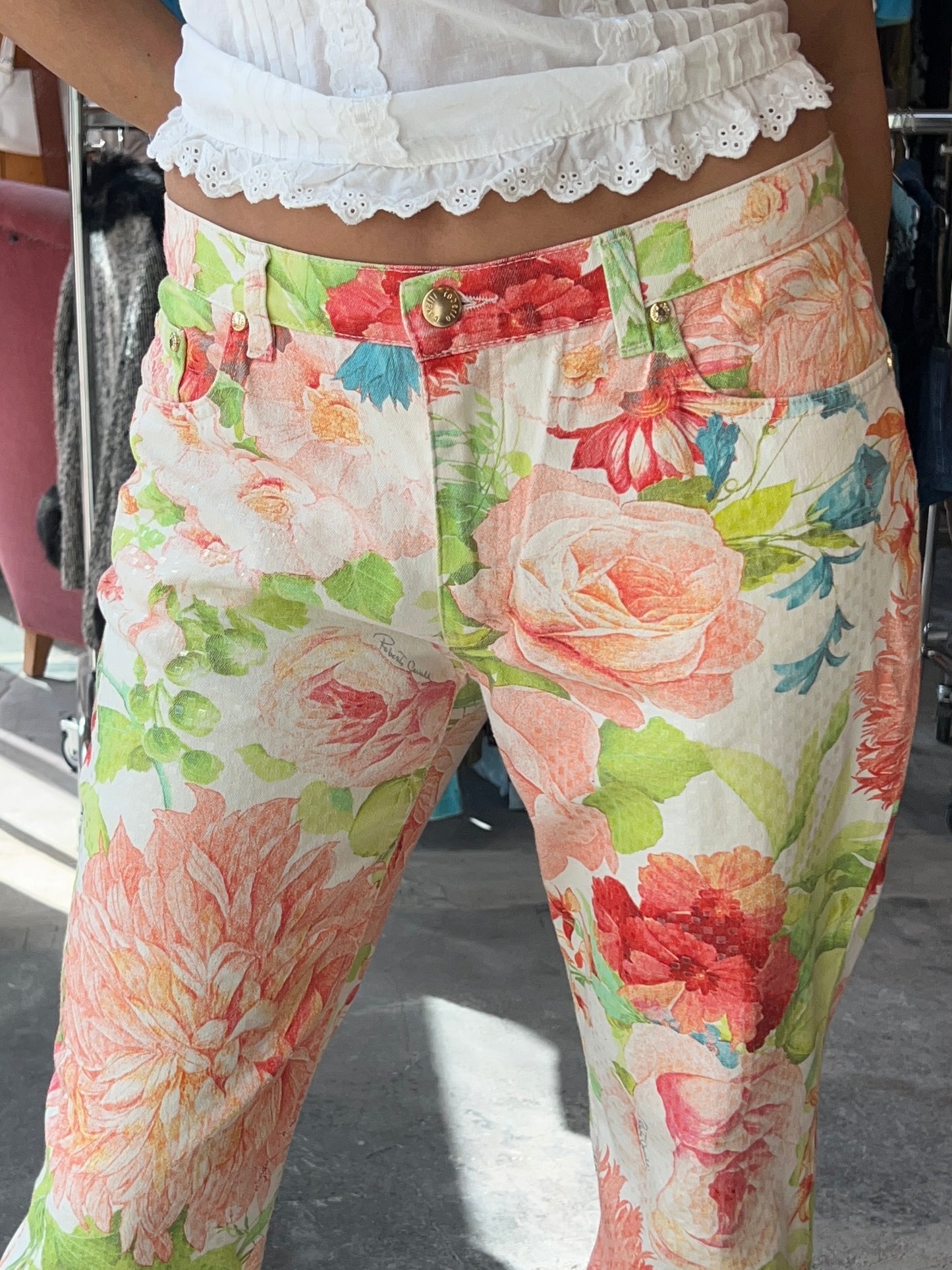Roberto Cavalli Shiny Vintage Floral Jeans
