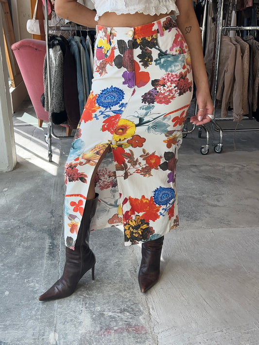 Moschino Jeans Floral Midi Skirt