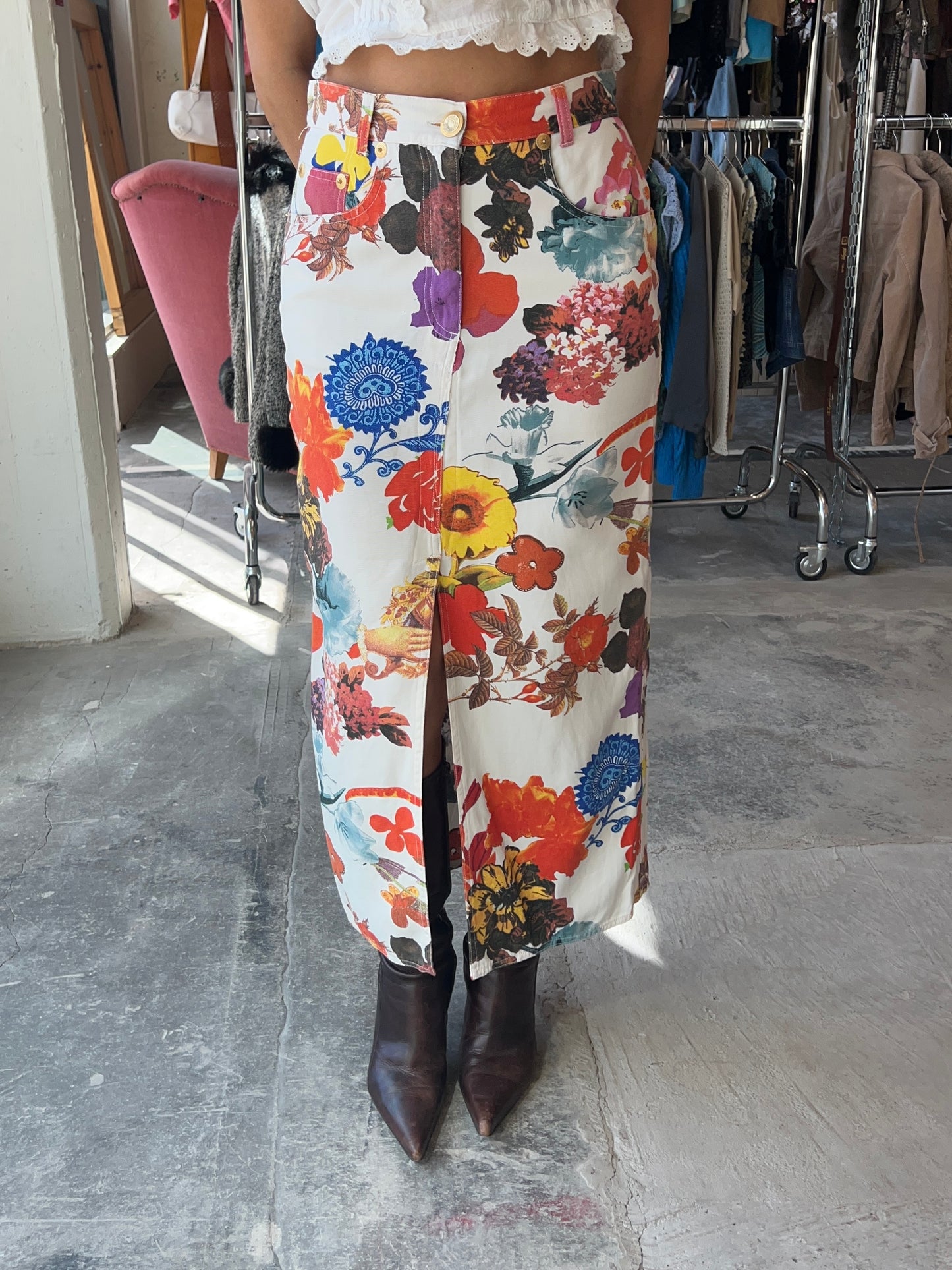 Moschino Jeans Floral Midi Skirt