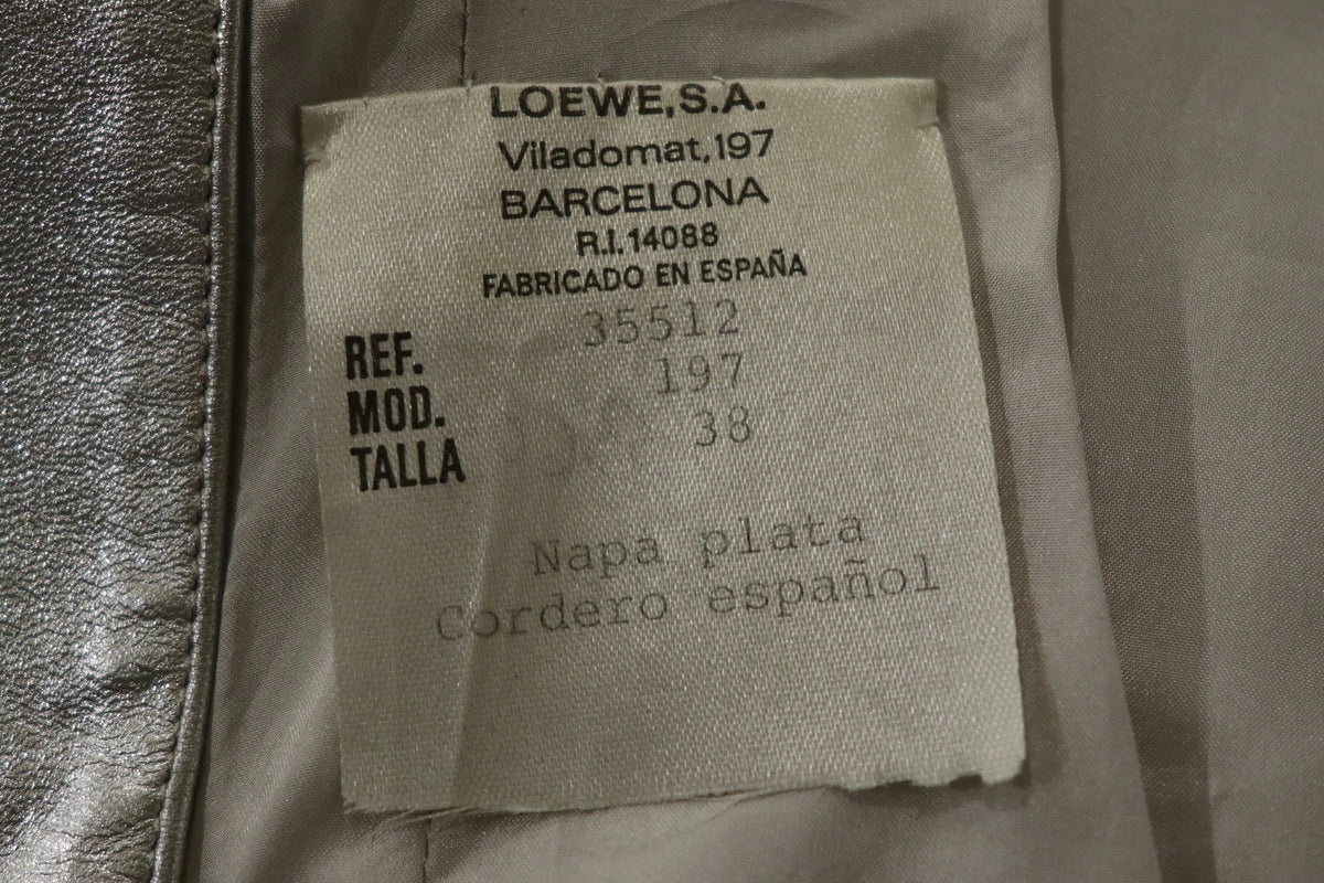 Vintage LOEWE Zip up Leather Silver Vest