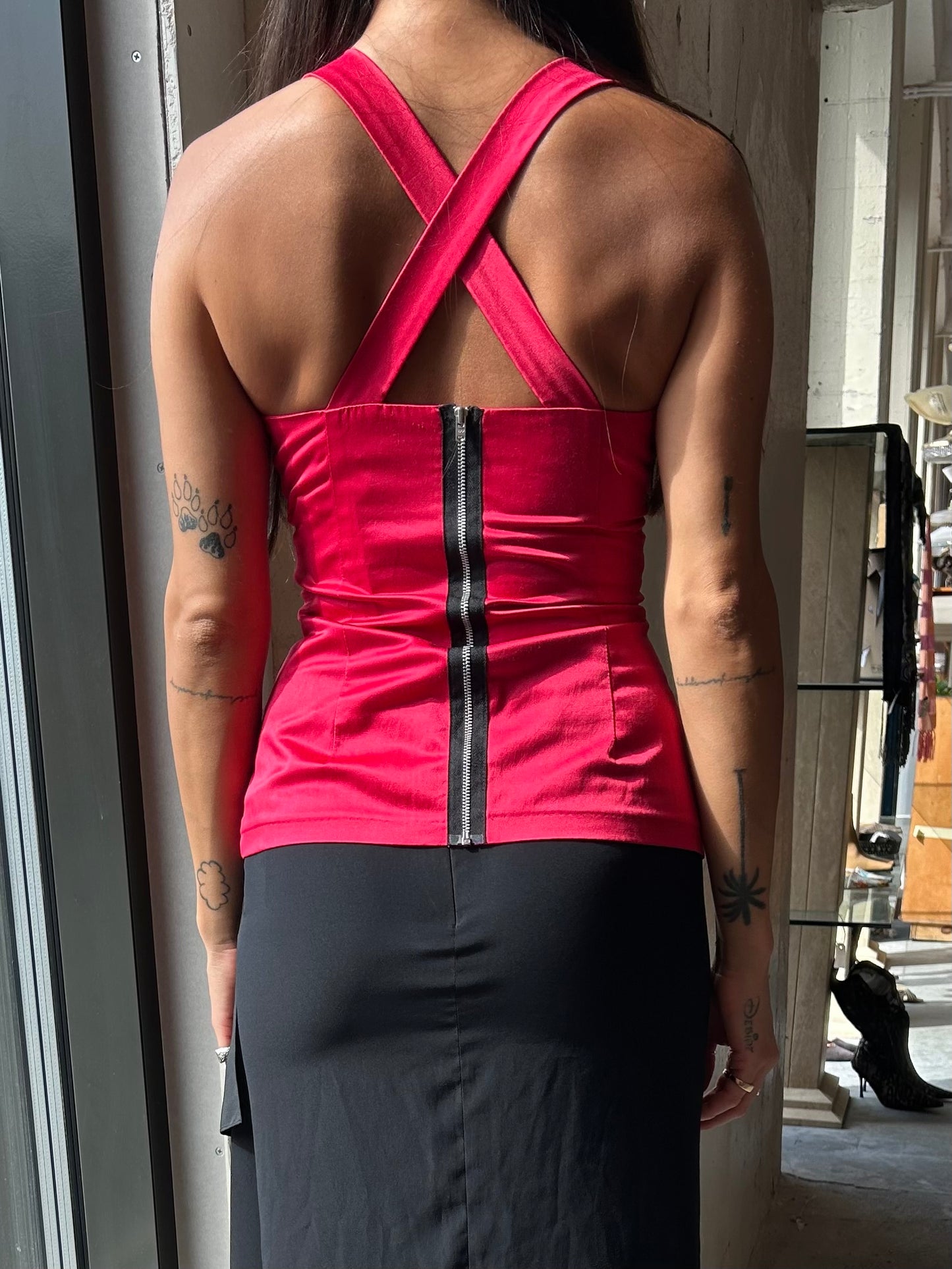 Jane Norman rouge corset top