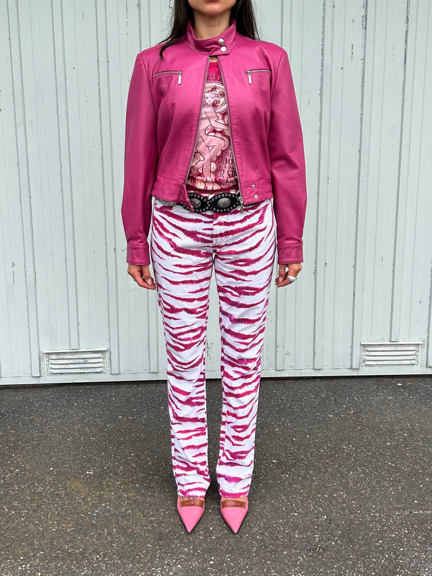 Pink Biker Leather Jacket 90's