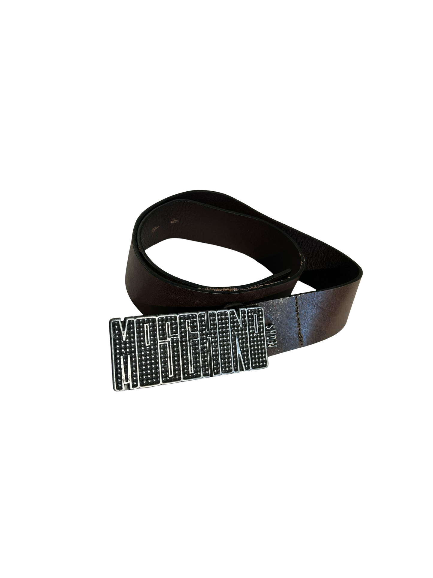 Moschino brown buckle belt
