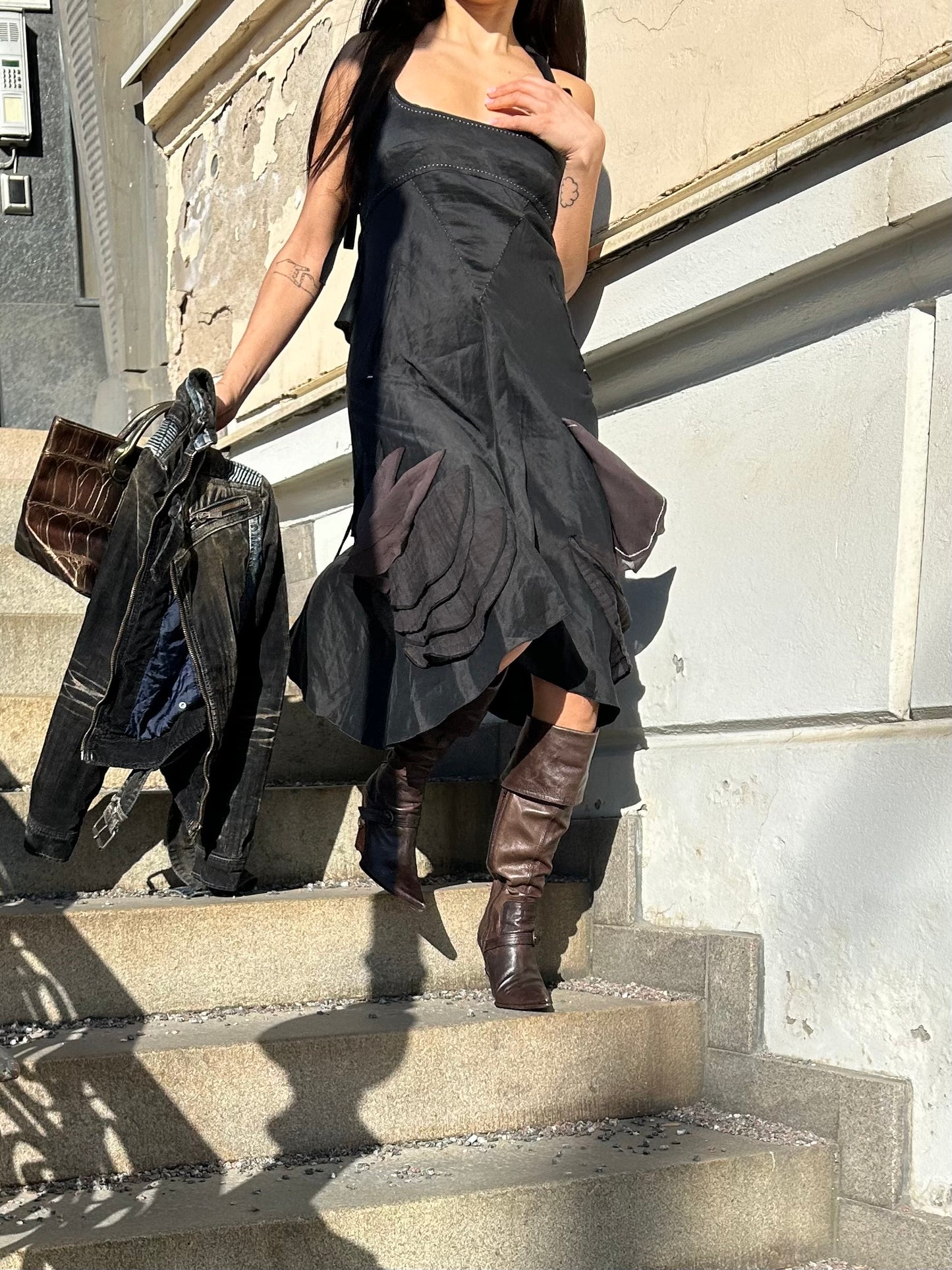 Marithe + Francois Girbaud hlater neck linen & silk dress