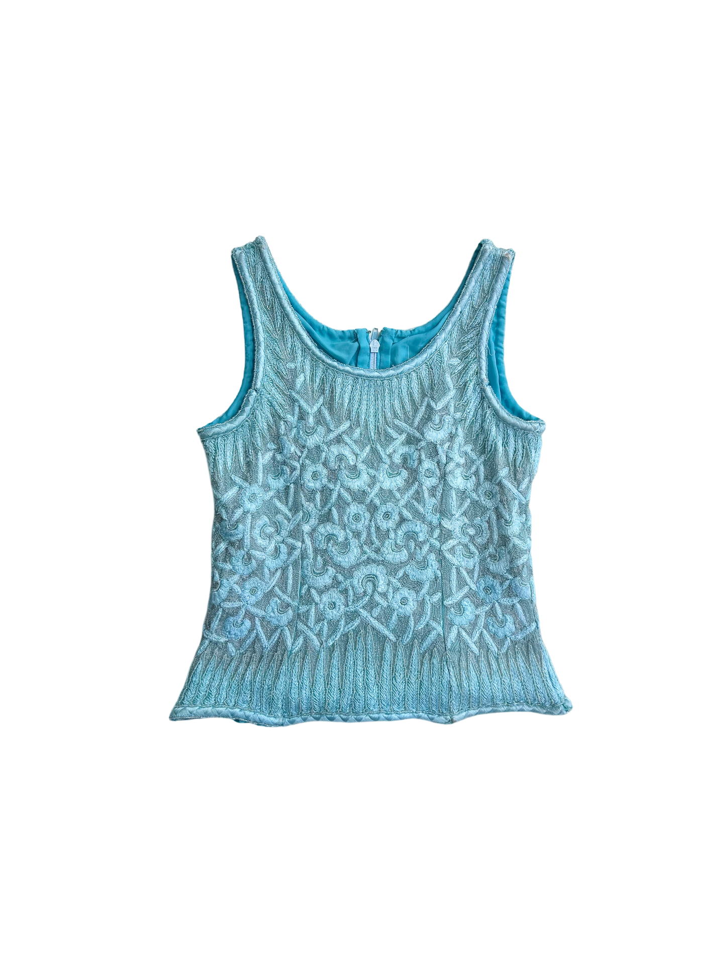 Vintage pure silk embroidered top