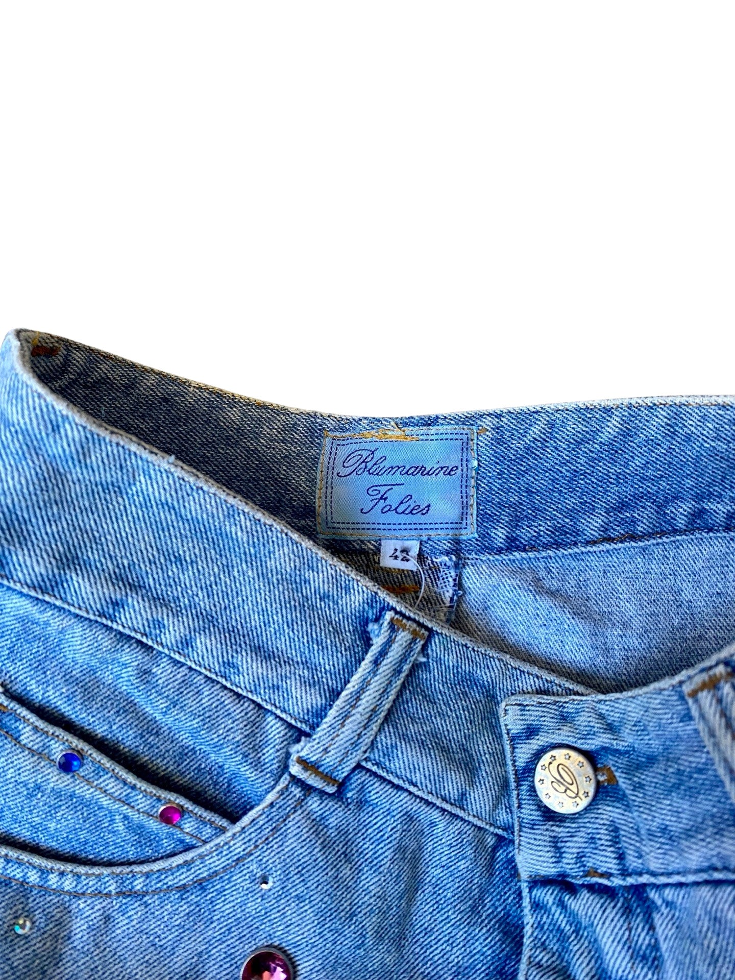 BLUMARINE Jeans Skirt Rhinestones Y2K