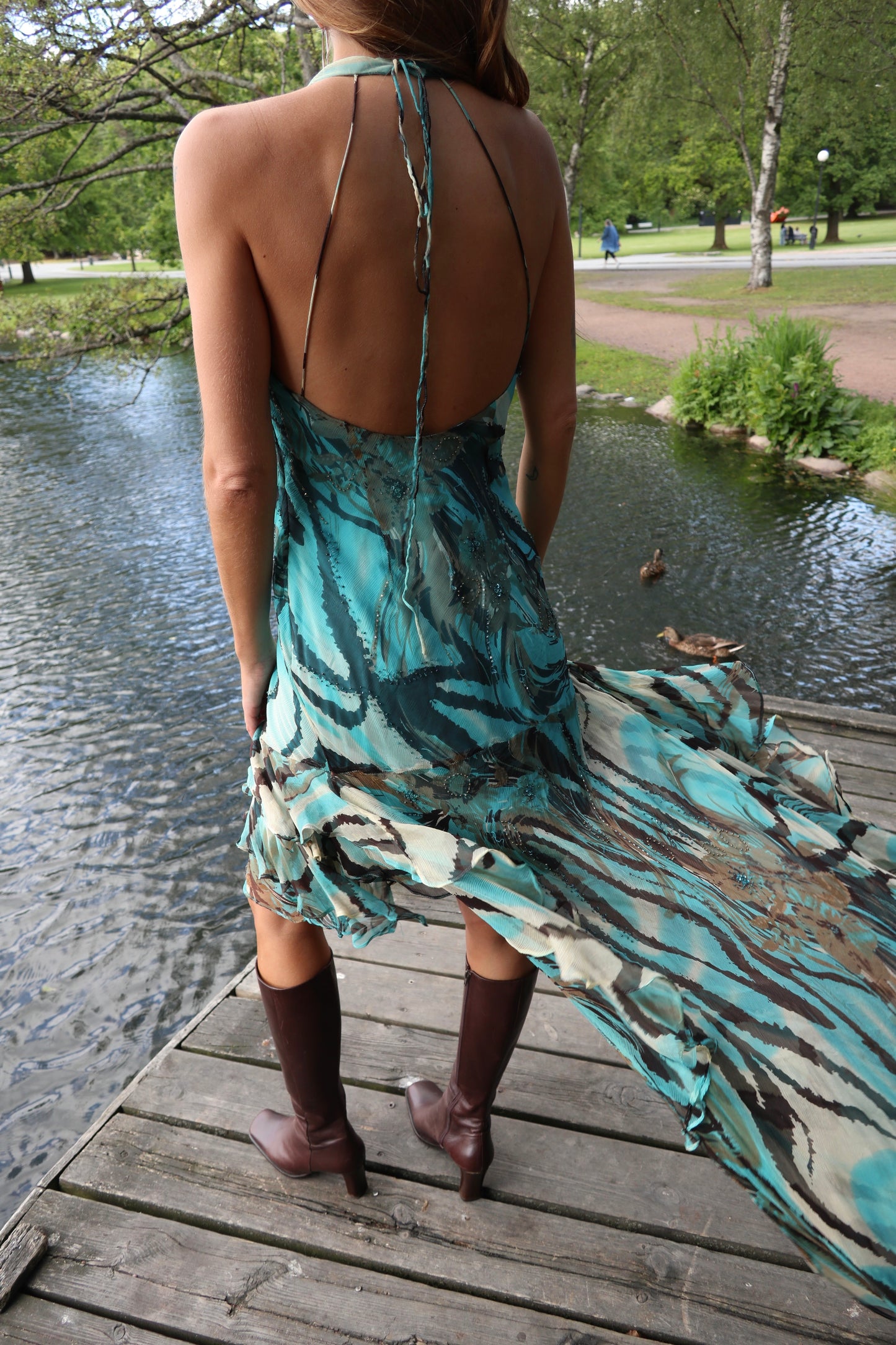 Turquoise silk mermaid gown