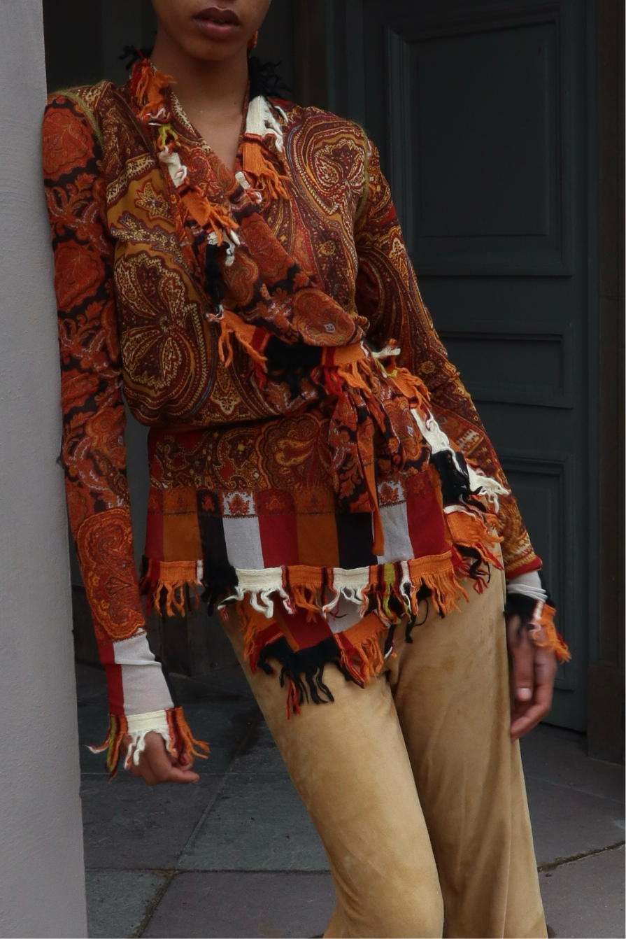 Jean Paul Gaultier paisley fringe wrap top