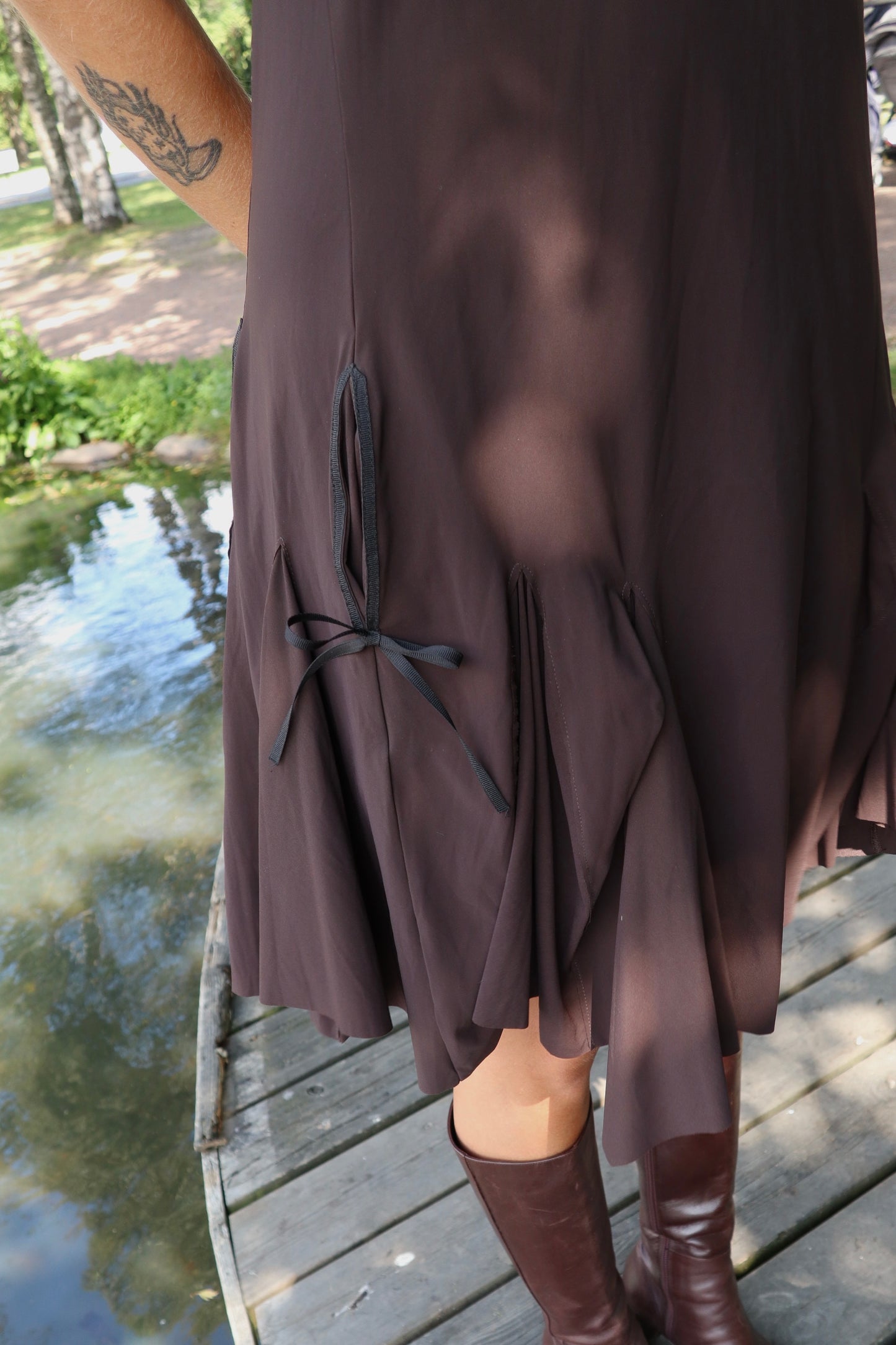 Marithé + François Girbaud Brown Suspender Dress