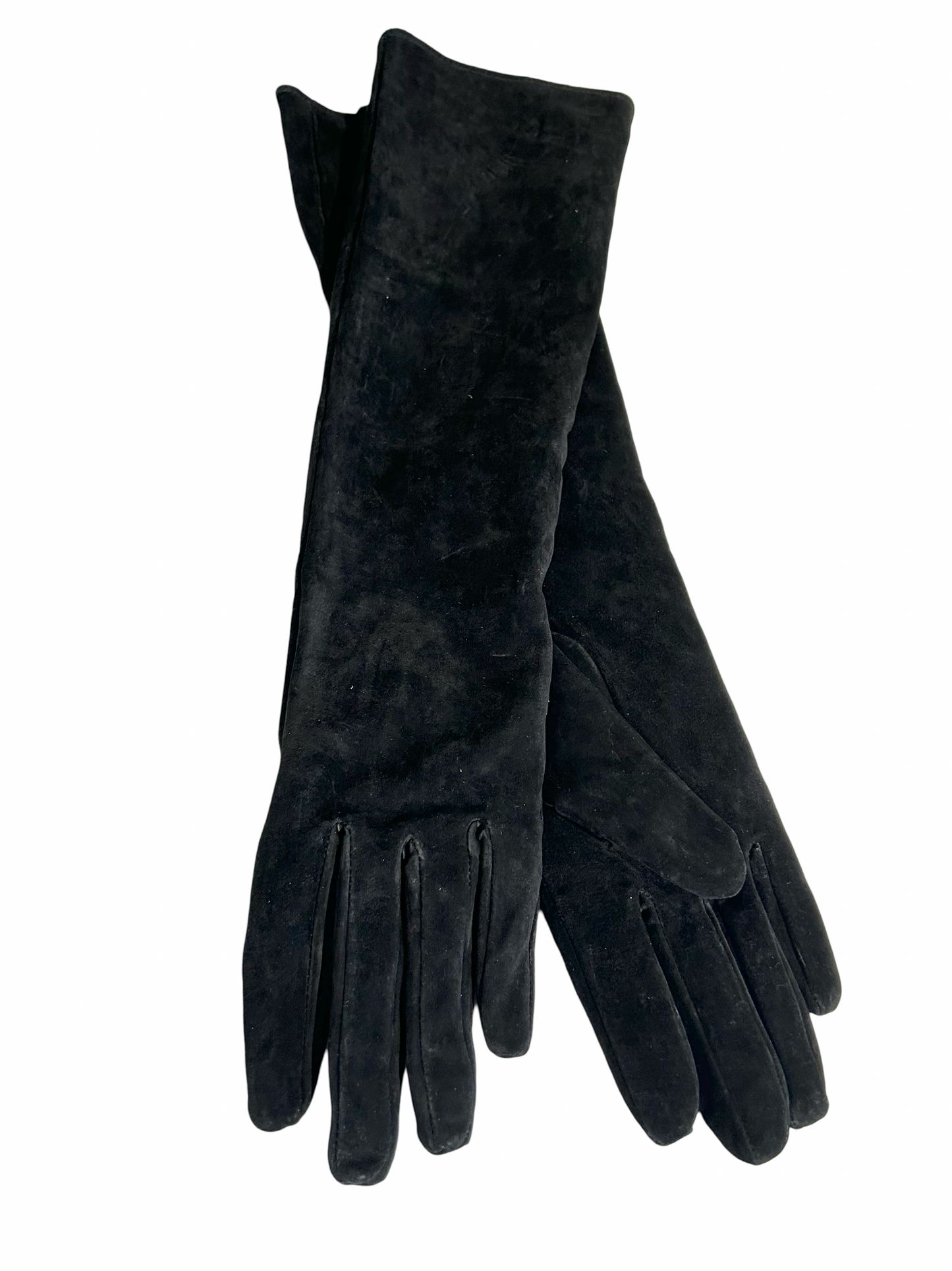 Black suede opera gloves